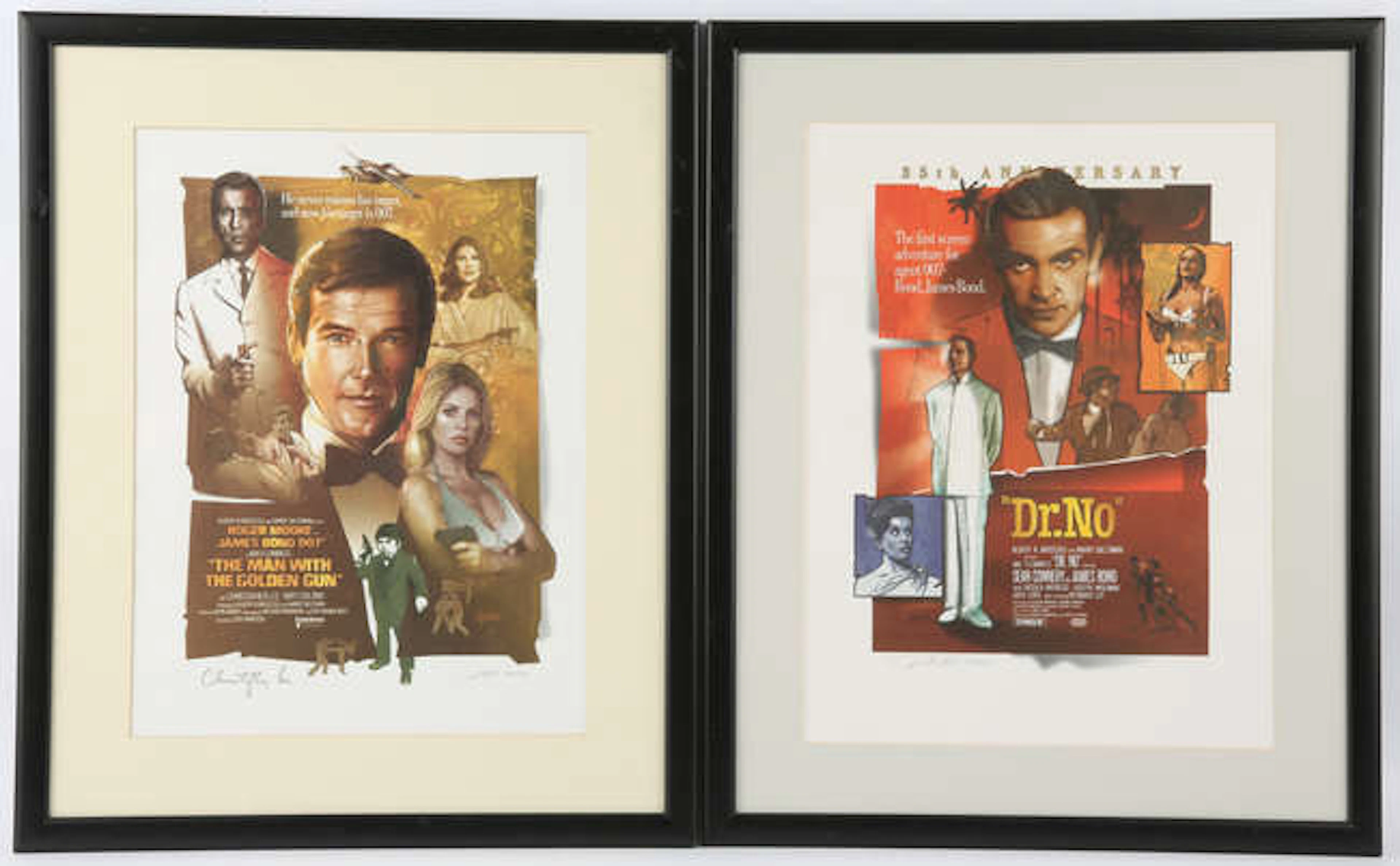 2 James Bond Jeff Marshall Artwork signed framed lithographs - With