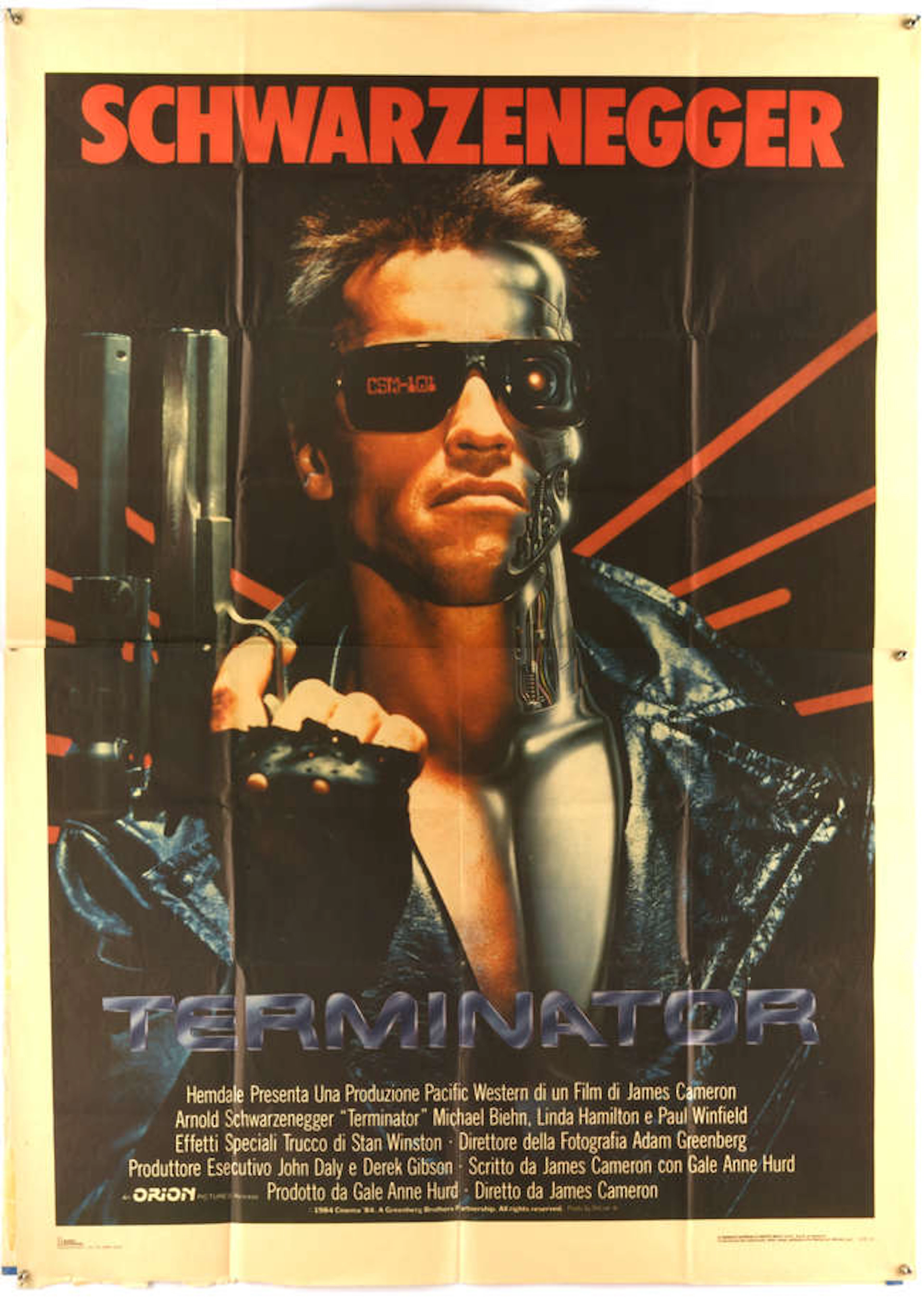 Terminator (1984), Italian One Panel (2 Fogli) Film Poster, for the