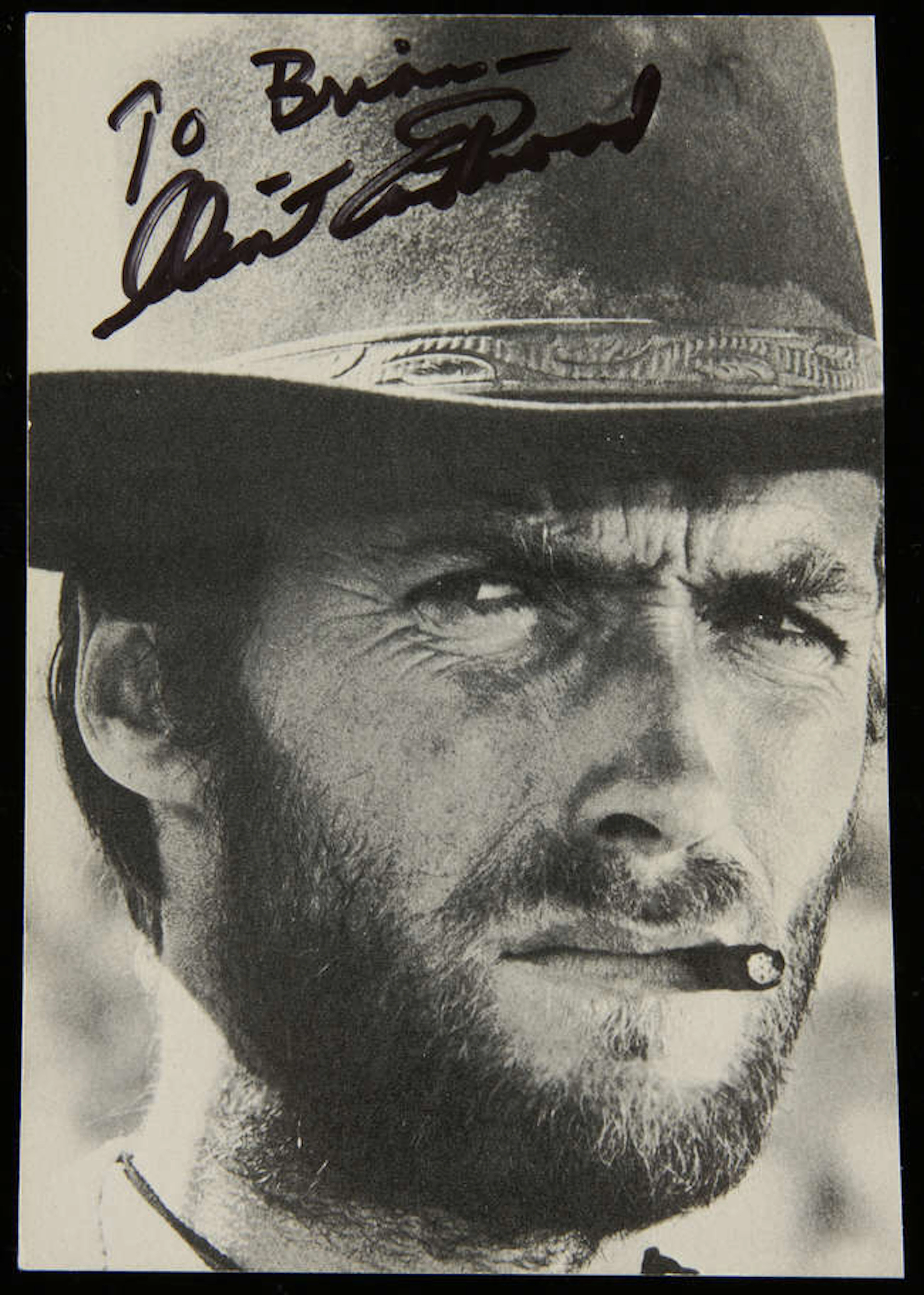 Clint Eastwood (1930-) Autographed Athena Photo Postcard - dedicated