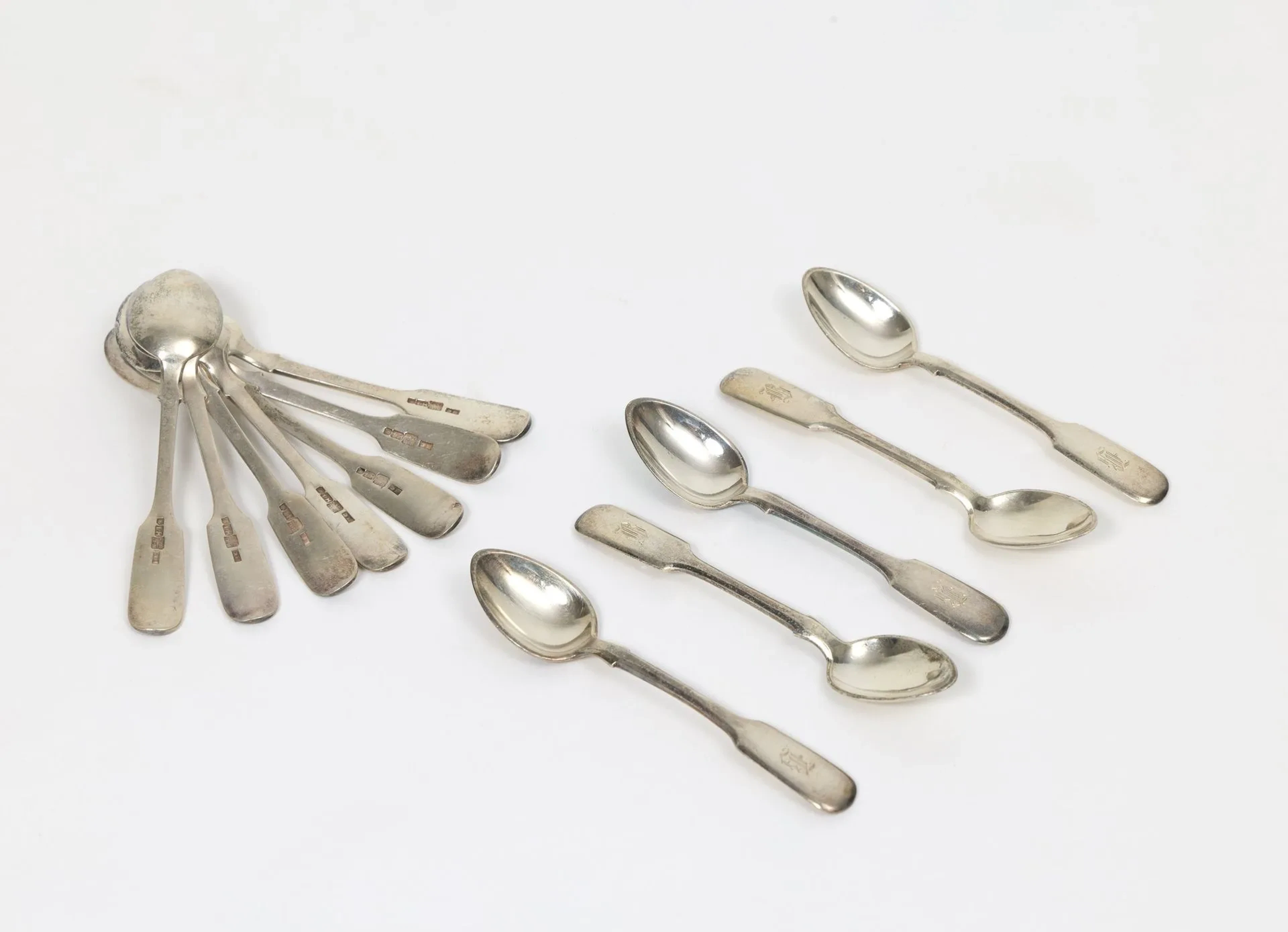 TWELVE COFFEE SPOONS Engraved with the initials of an aristocratic