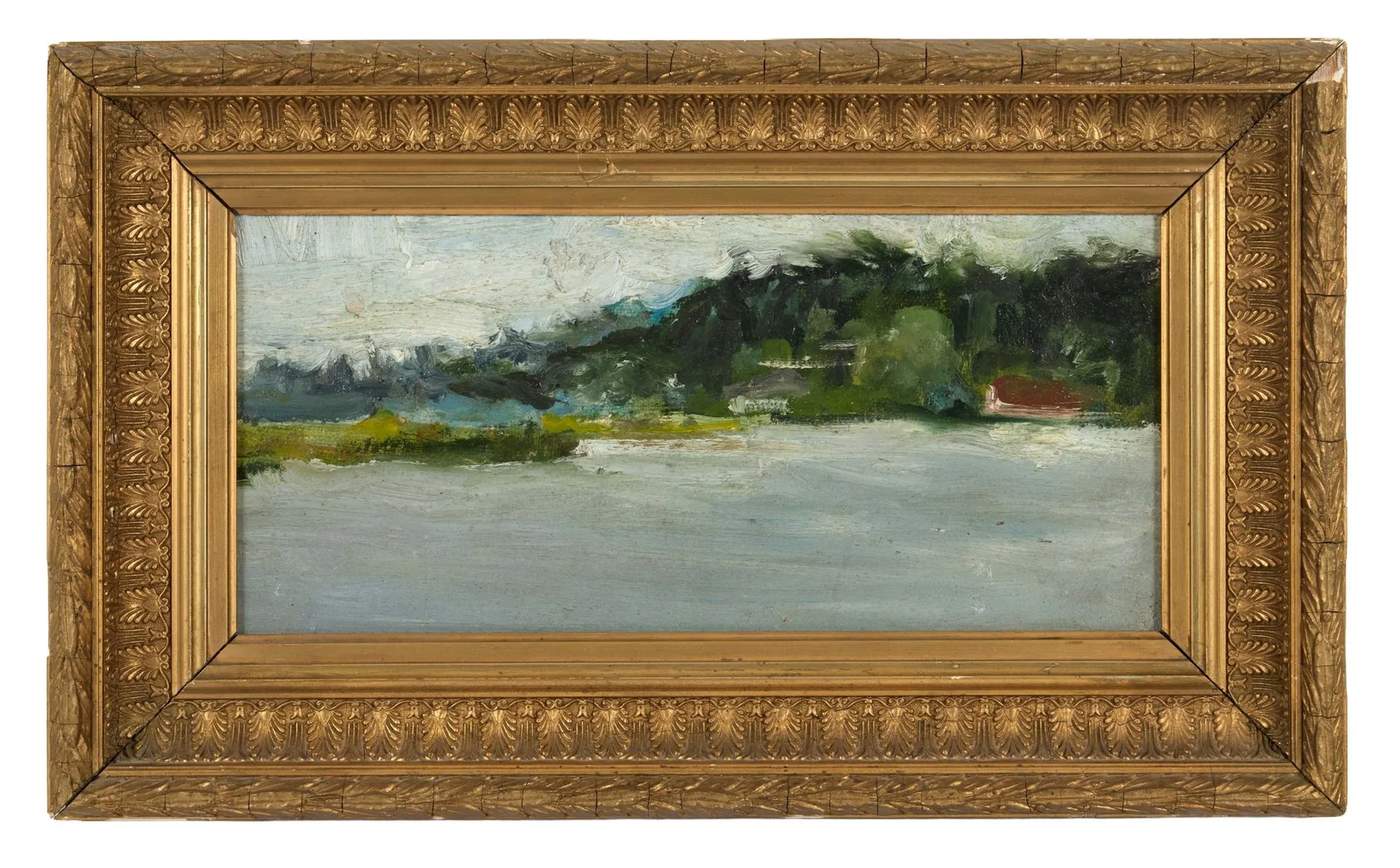 RUSSIAN SCHOOL, 19th century Landscape Oil on cardboard 17 x 34 cm