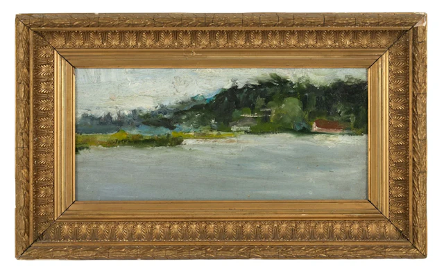 RUSSIAN SCHOOL, 19th century Landscape Oil on cardboard 17 x 34 cm