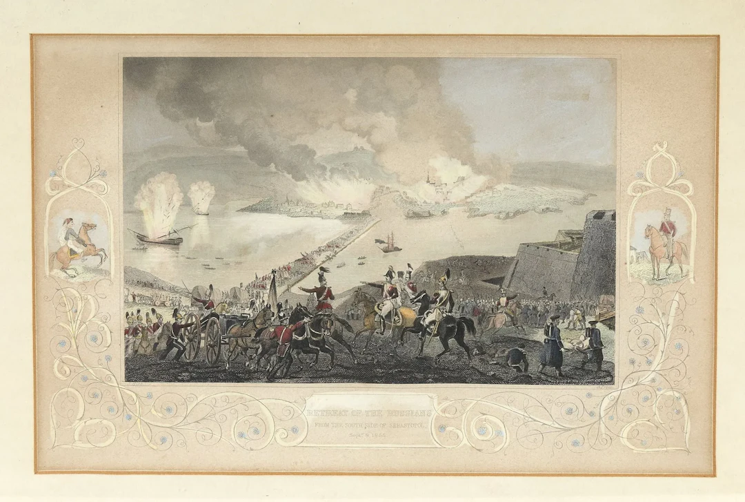 RETREAT OF THE RUSSIANS from the southern outskirts of Sevastopol.