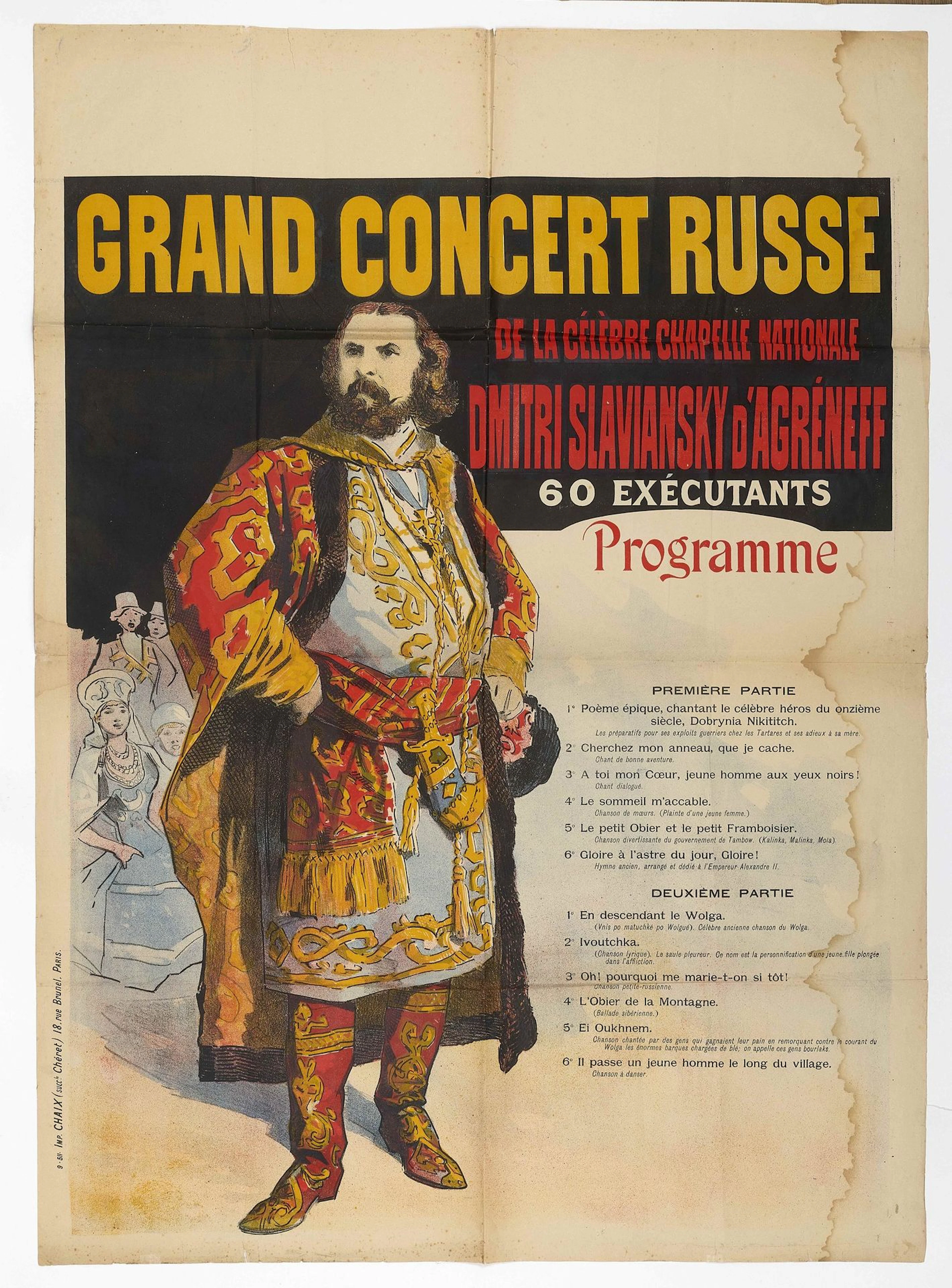 POSTER. GRAND RUSSIAN CONCERT by the famous Dimitri Slaviansky National