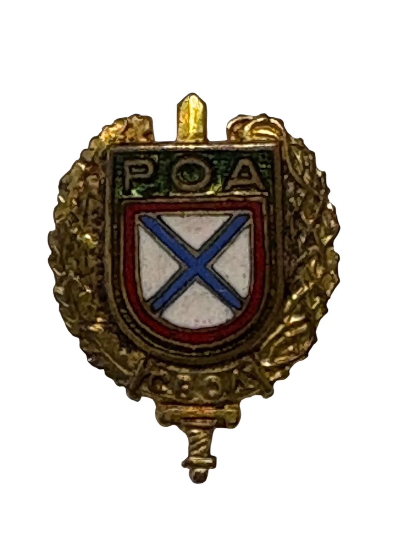 [VLASOV ARMY] Vlasov Army ROA badge. Gilt metal, enamel. 2.5 х 2 cm ...