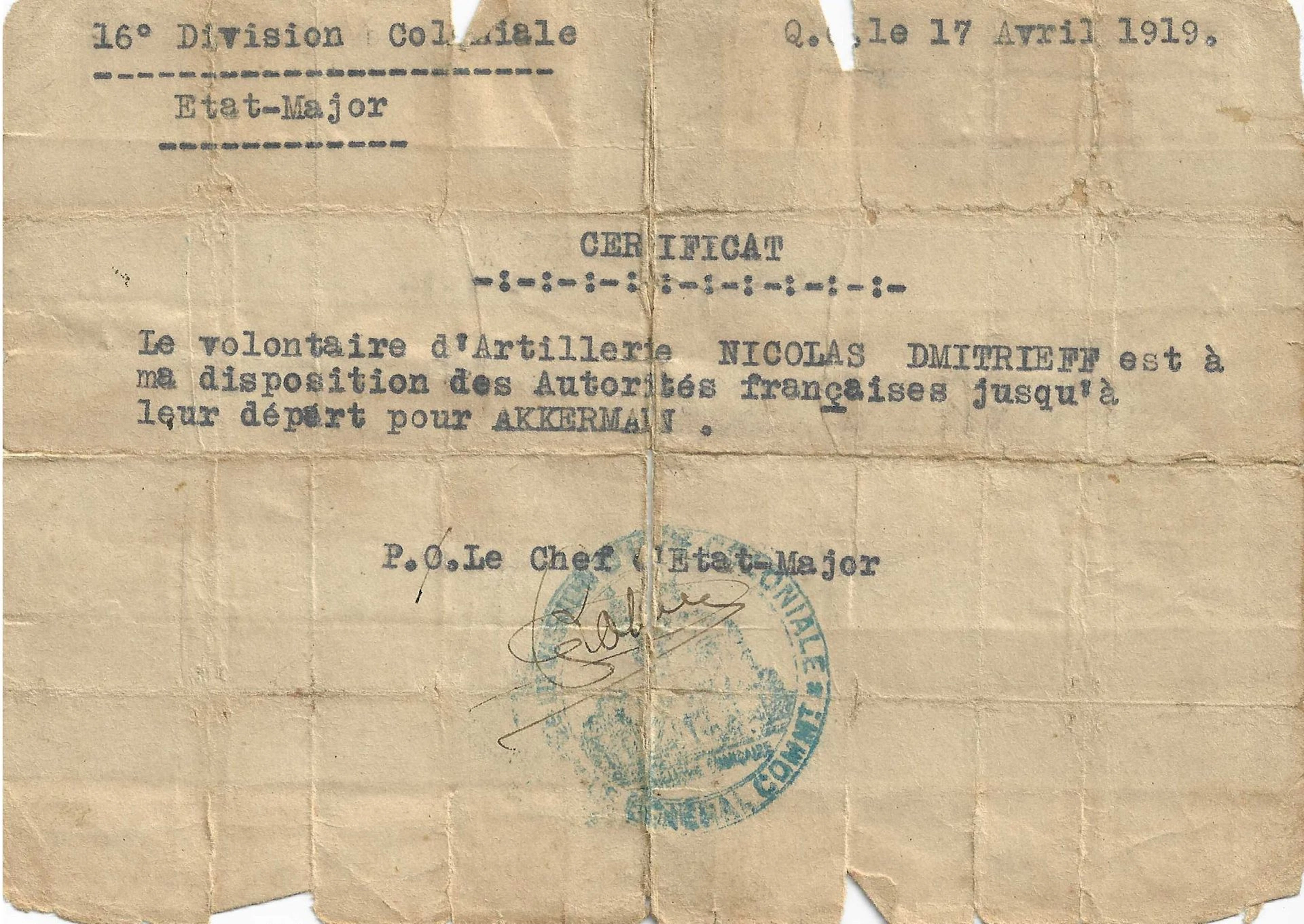 ARCHIVES OF NICOLAS DMITRIEFF (1900–1972) A significant collection