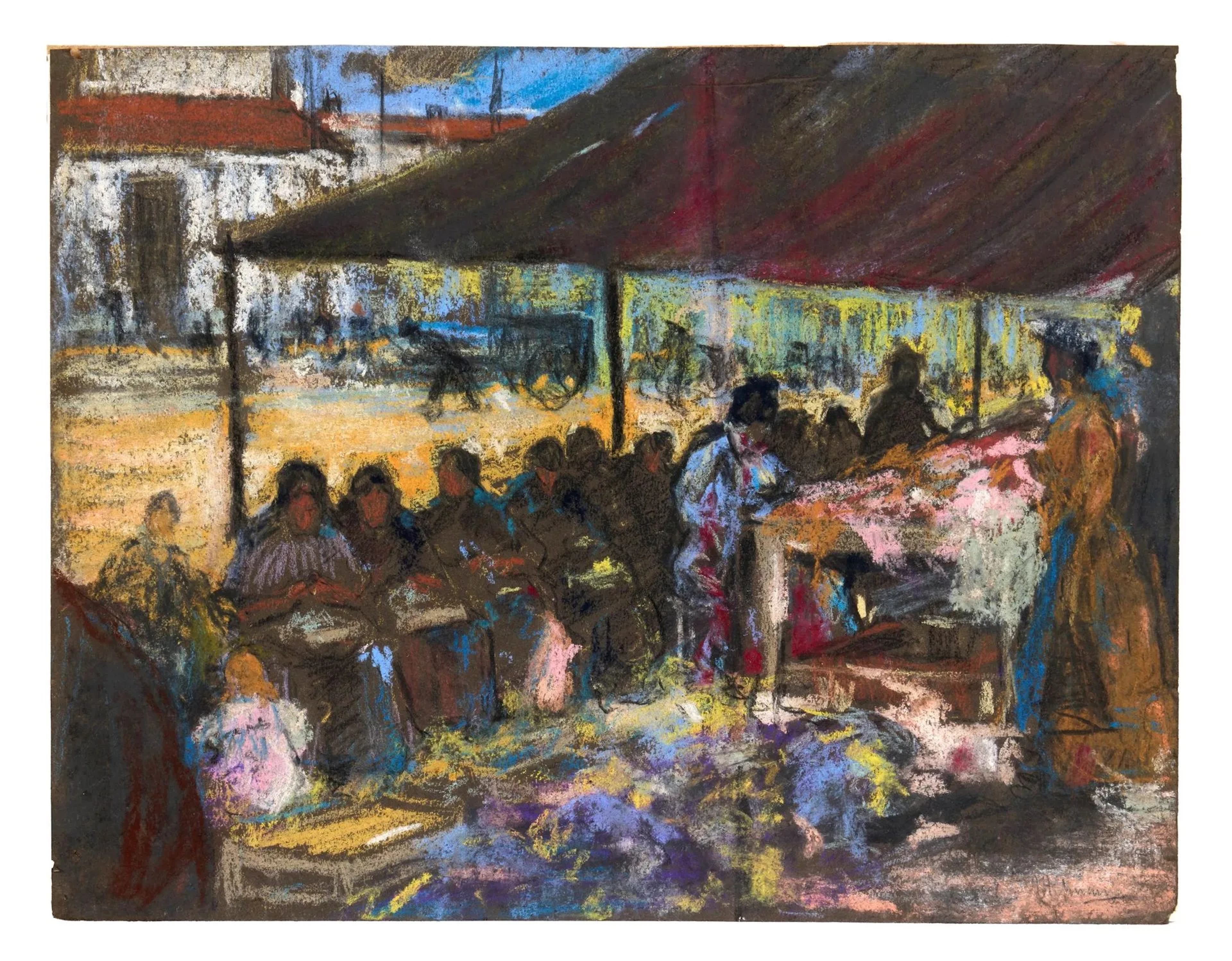 ALTMANN Alexandre (1878–1932) A Market Scene Pastel on paper Signed