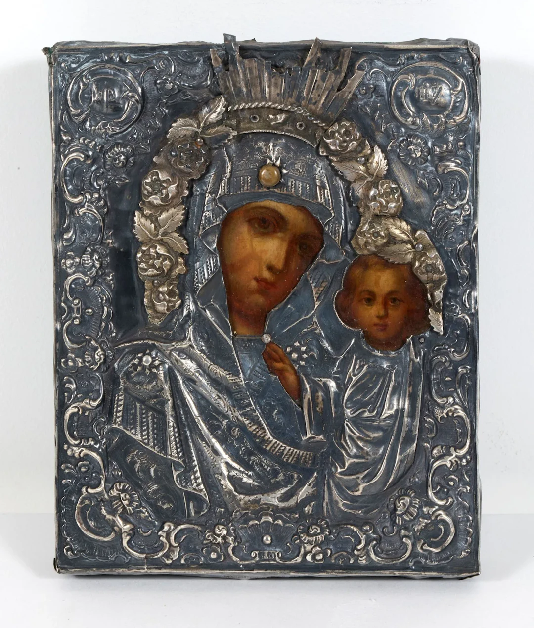 ICON "OUR LADY OF KAZAN" Russia, Saint Petersburg, 19th century, silver