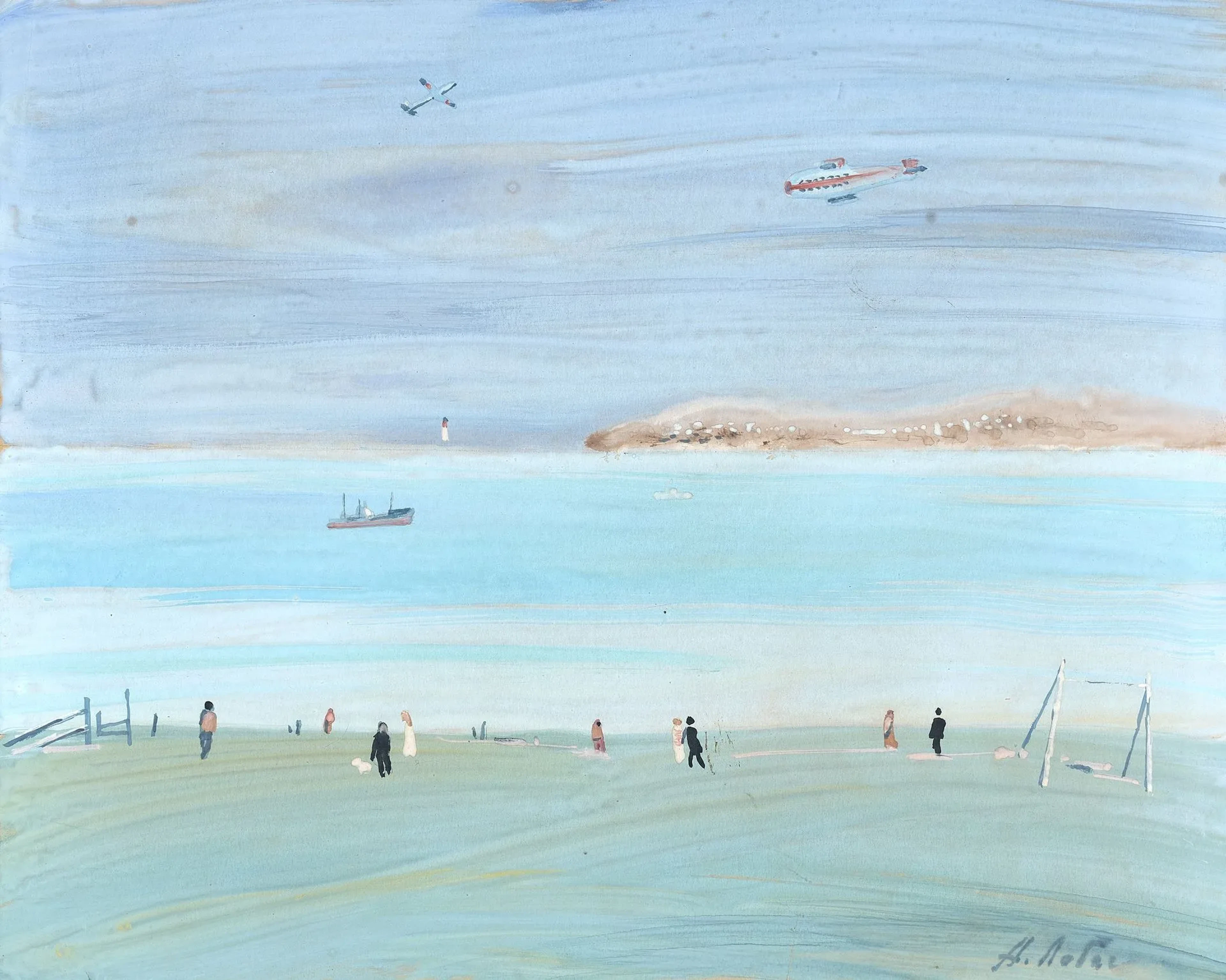 Alexandre LABAS (1900–1983) Seaside Watercolor and gouache on paper