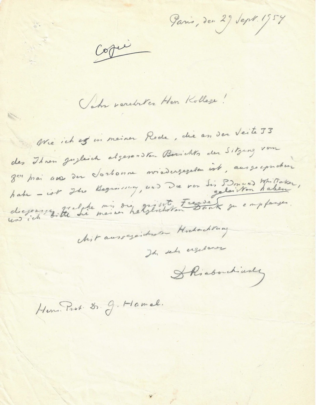 [JUBILEE OF SCIENTIFIC ACTIVITY] ARCHIVES of Dimitri RIABOUCHINSKY
