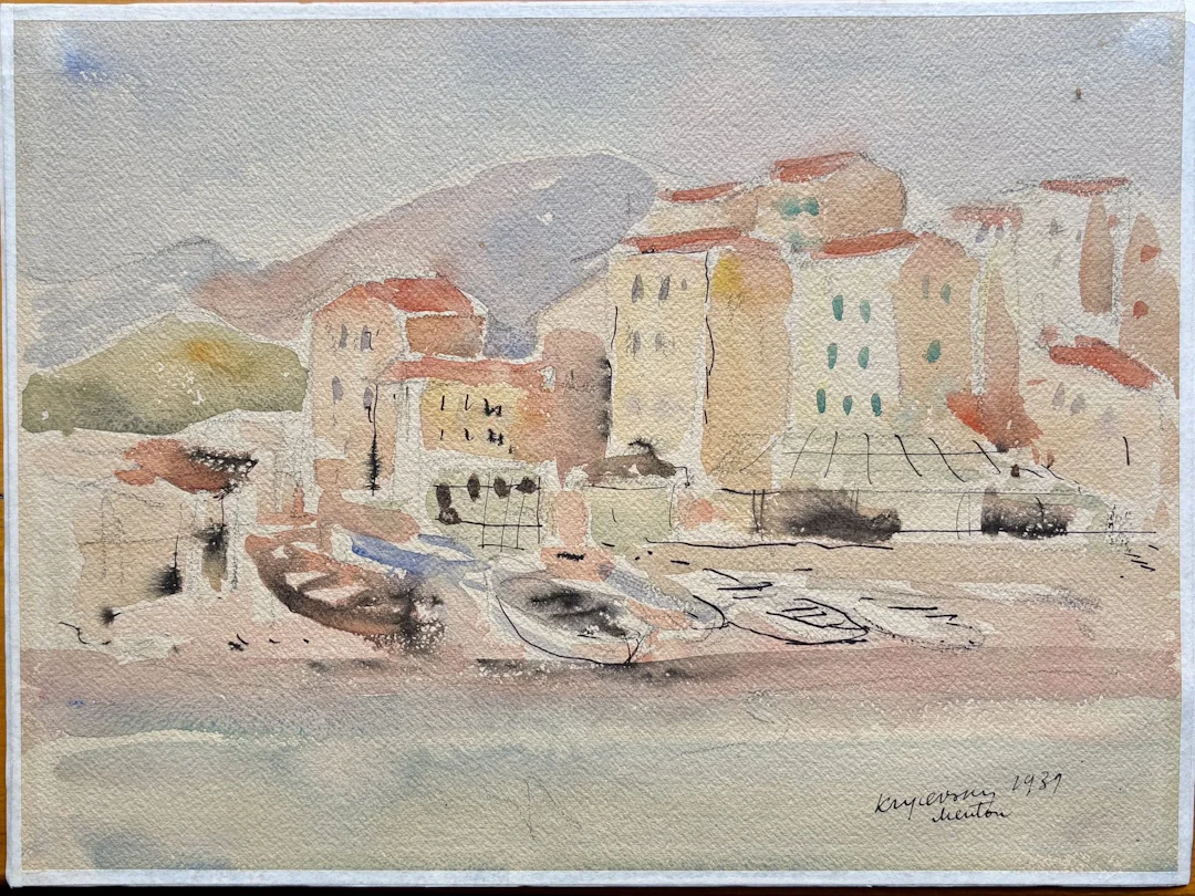 Nikolai KRYCHEVSKY (1898–1961) View of Menton, 1939 Watercolor on