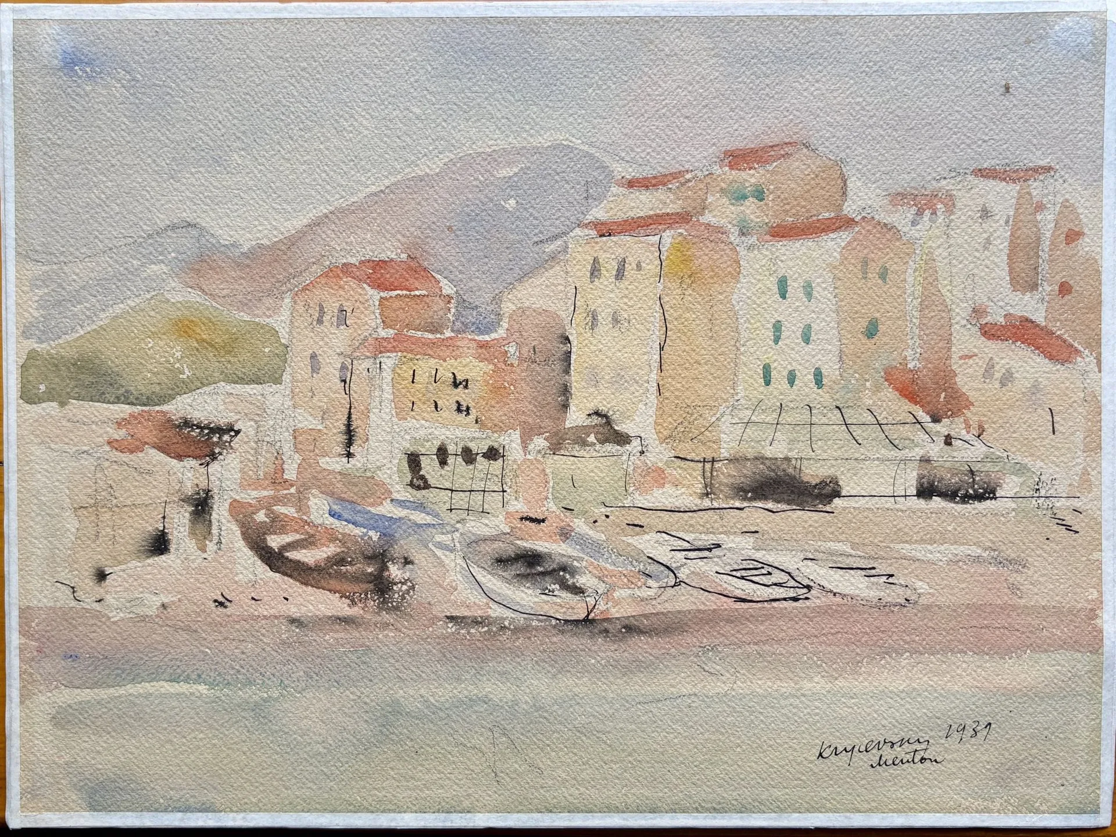 Nikolai KRYCHEVSKY (1898–1961) View of Menton, 1939 Watercolor on