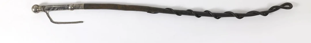 CAUCASIAN WHIP Metal, blackened, leather 83 cm, Made in Russia, Caucasus
