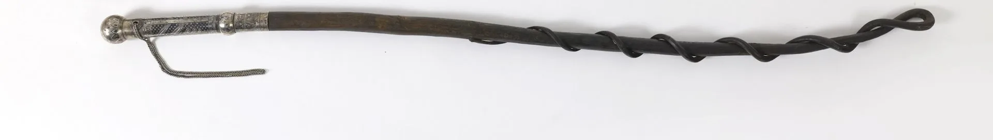 CAUCASIAN WHIP Metal, blackened, leather 83 cm, Made in Russia, Caucasus