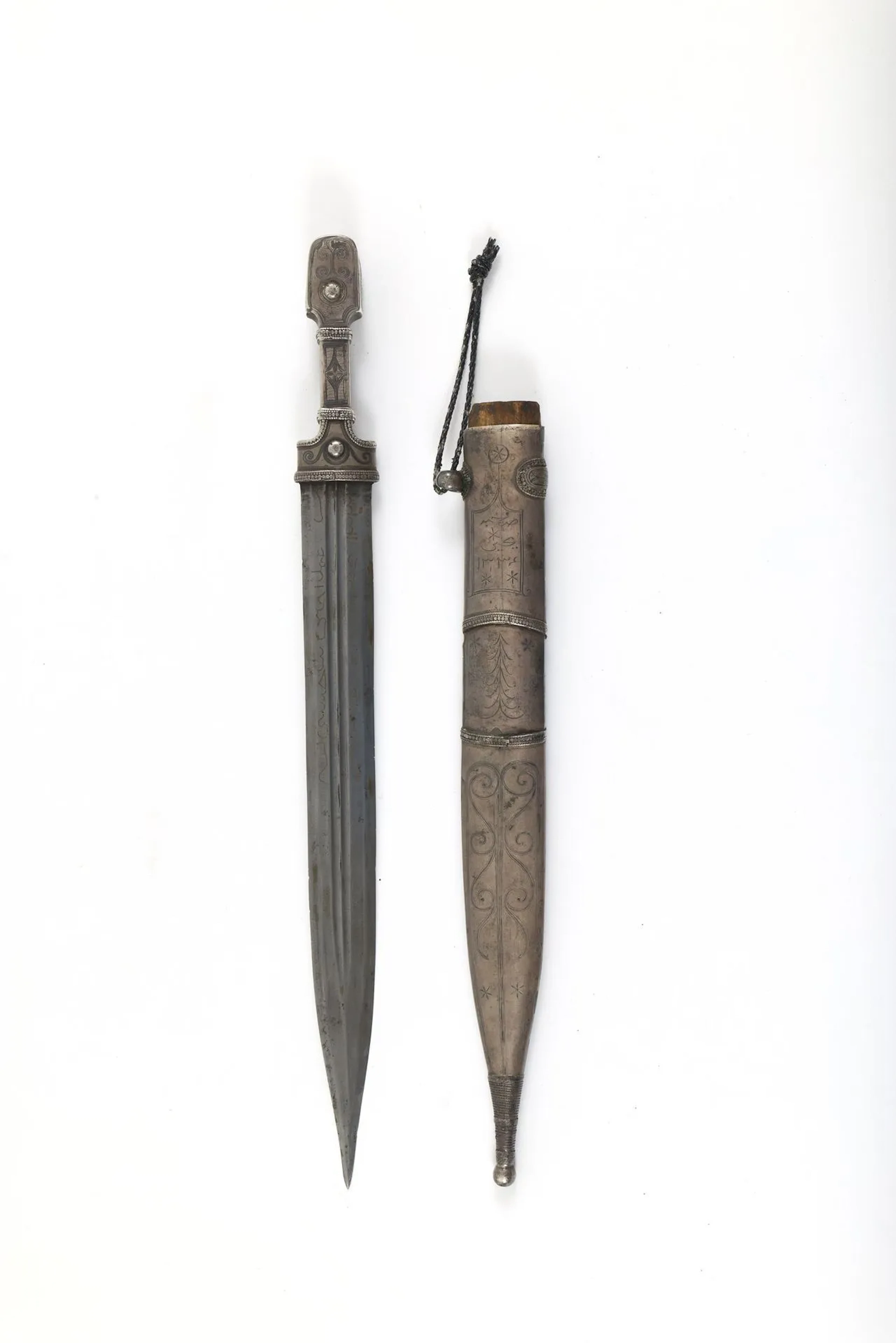 RARE CAUCASIAN KINDJAL With its original silver scabbard and original