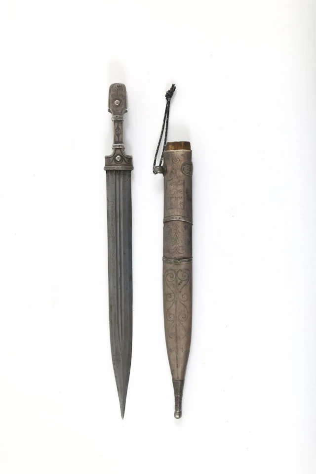 RARE CAUCASIAN KINDJAL With its original silver scabbard and original
