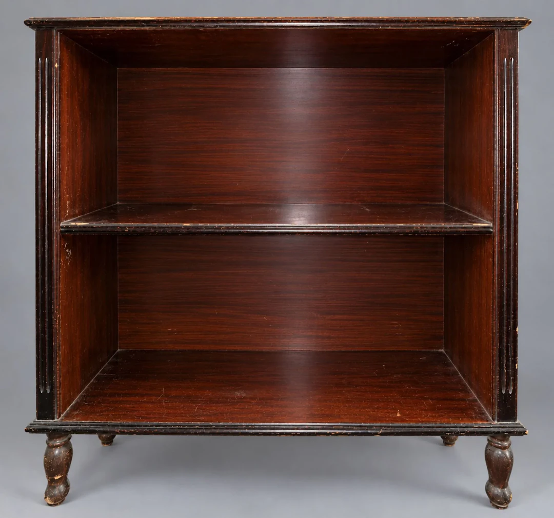 Set of seven two-tiered low bookcases made of stained wood, - Lot 276