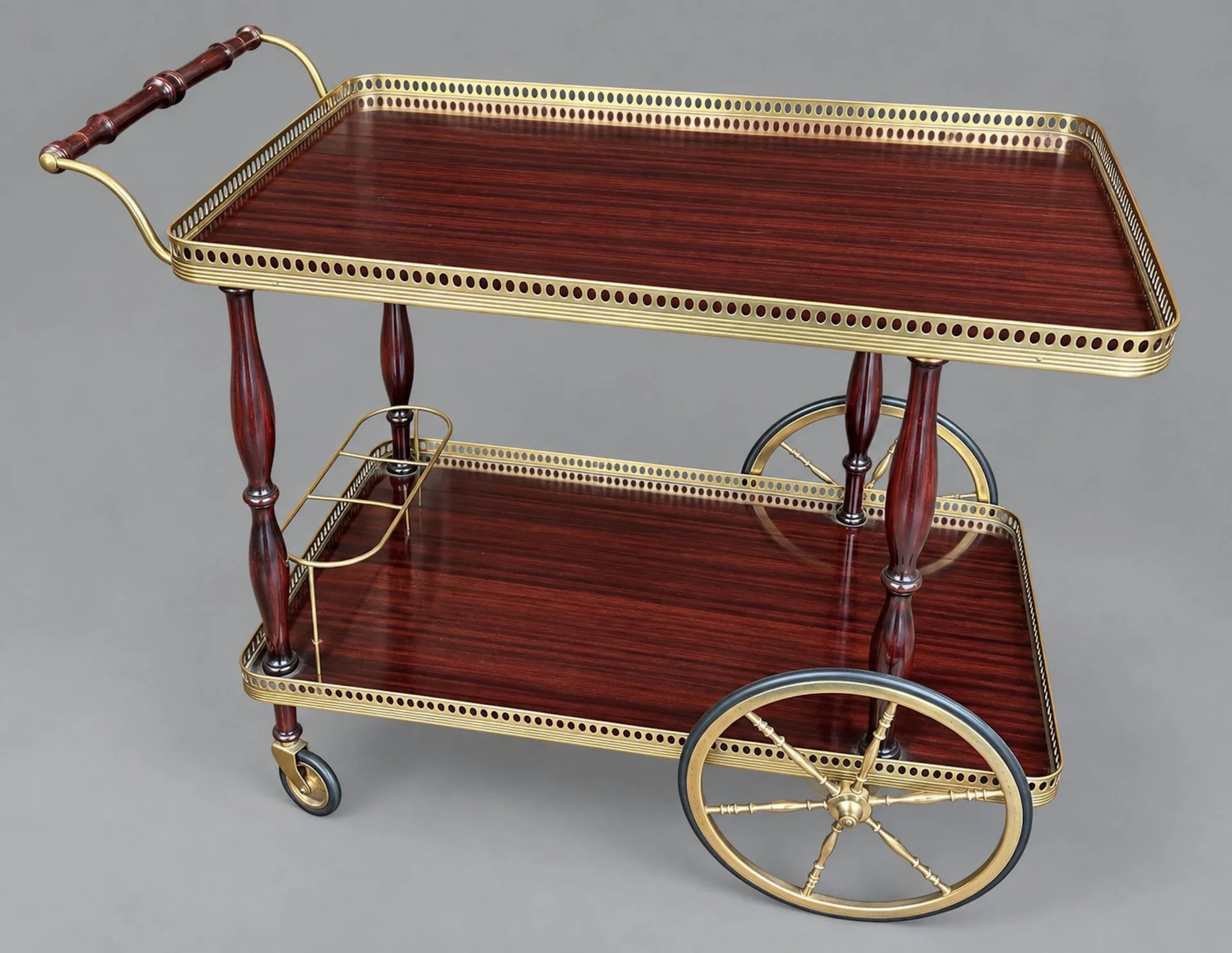Serving cart or trolley with two rectangular Formica trays f - Lot 264