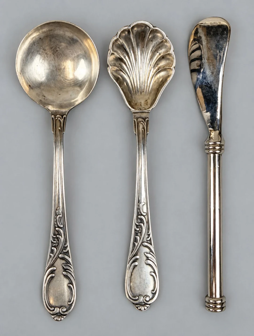 Silver-plated dessert set decorated with acanthus leaves - Lot 131