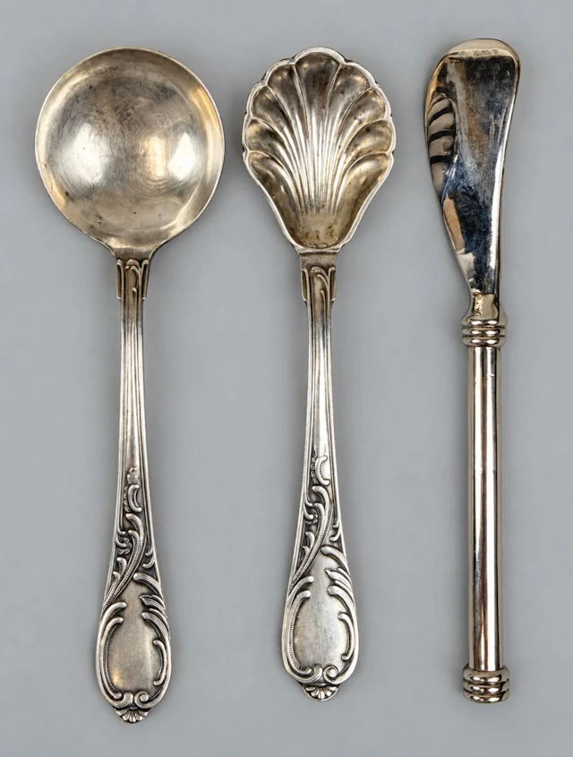 Silver-plated dessert set decorated with acanthus leaves - Lot 131