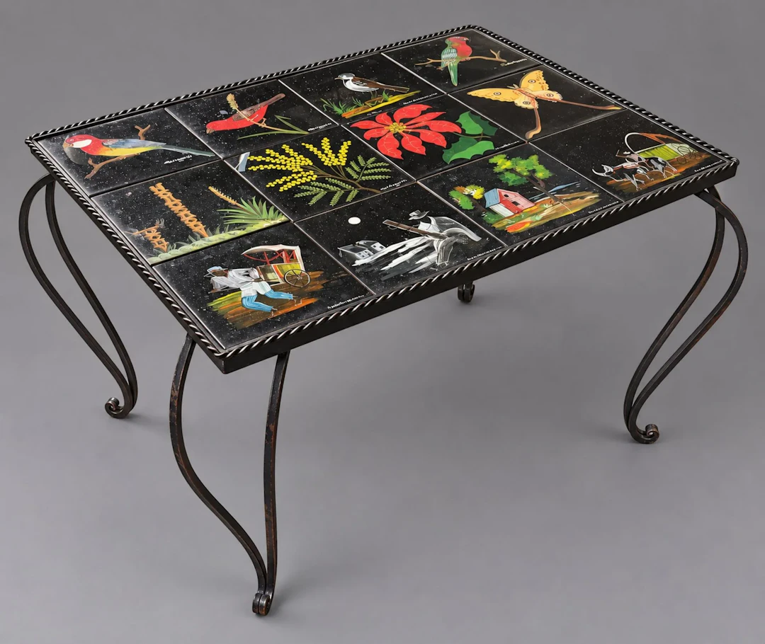 Coffee table made of twisted wrought iron, with a rectangula - Lot 281