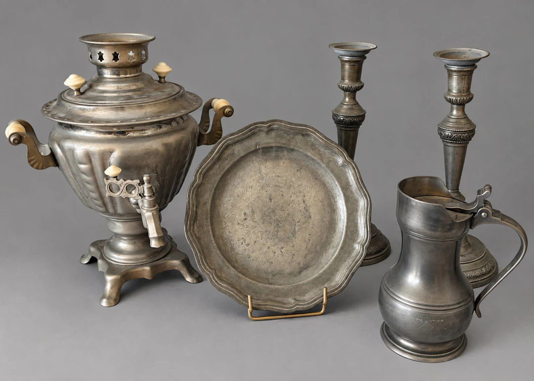 Collection of pewter items including: - Lot 185