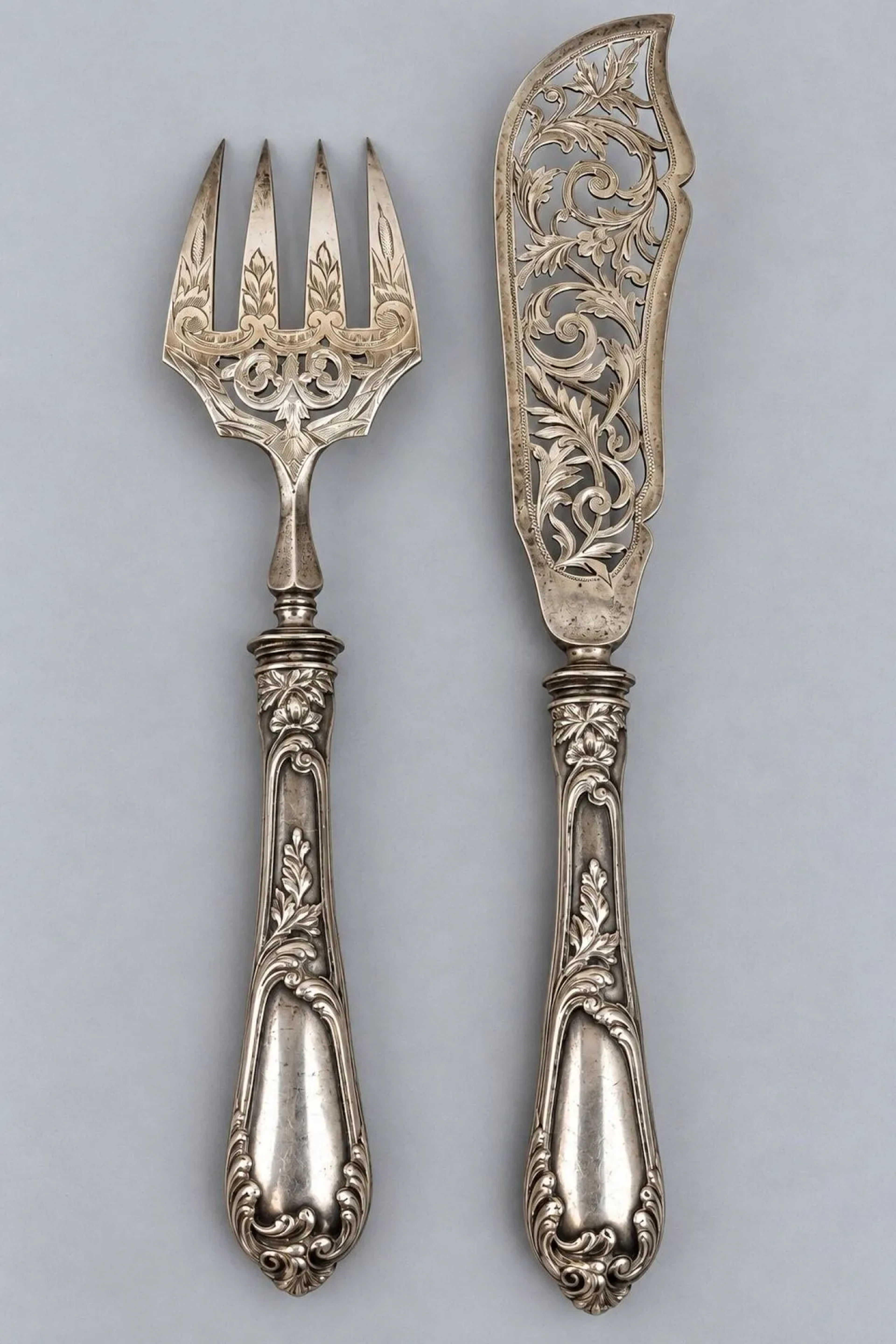 950-thousandst silver-plated fish-serving set (Minerva hallm - Lot 111