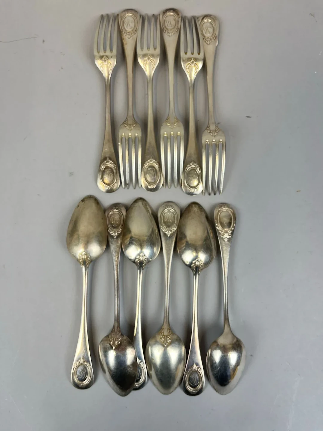 Household set comprising 6 pieces of 950-th silver cutlery ( - Lot 113