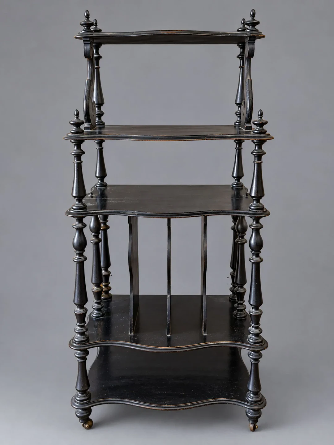 Shelf unit or partitioned cabinet in blackened pear wood wit - Lot 254