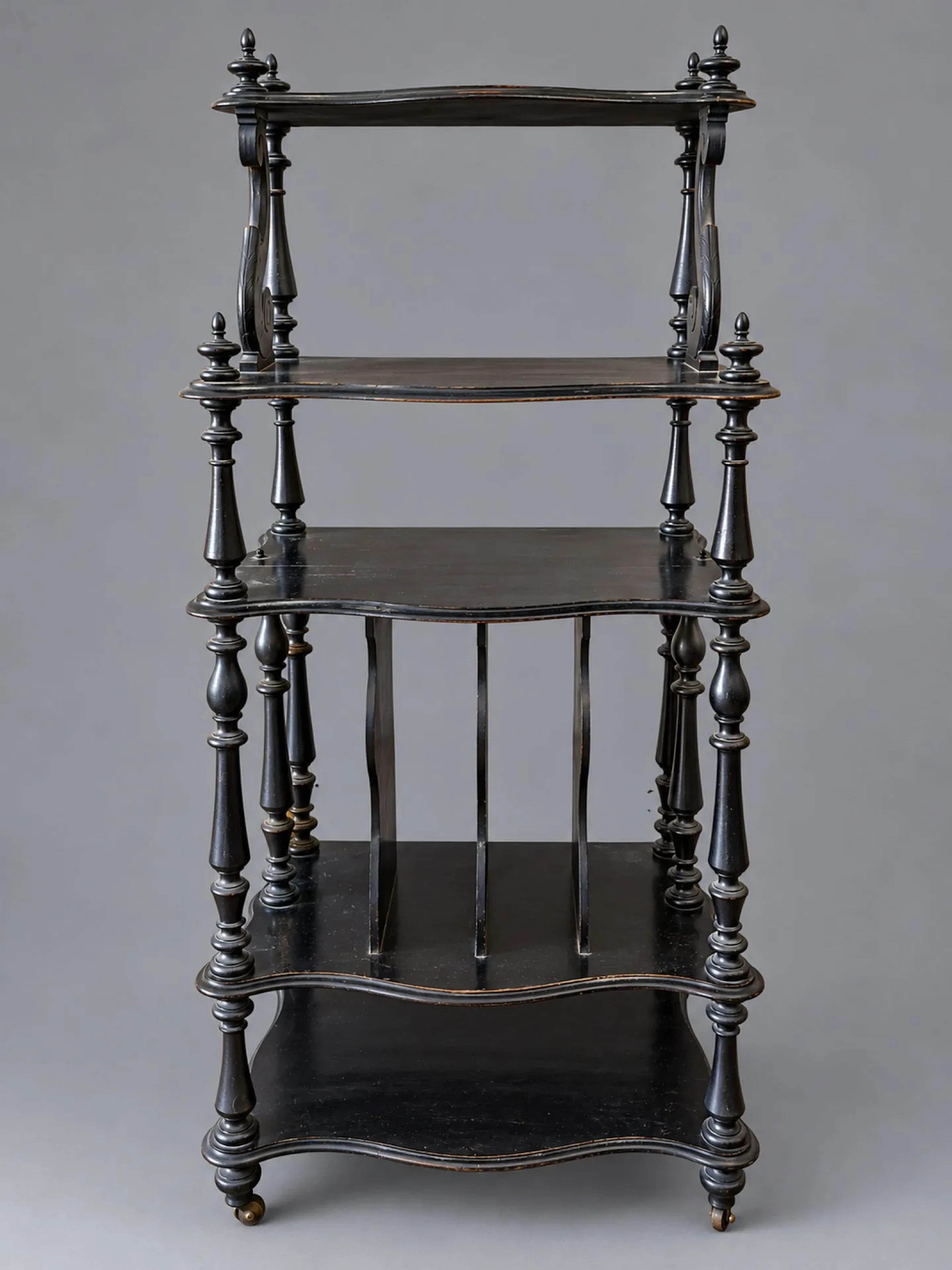 Shelf unit or partitioned cabinet in blackened pear wood wit - Lot 254