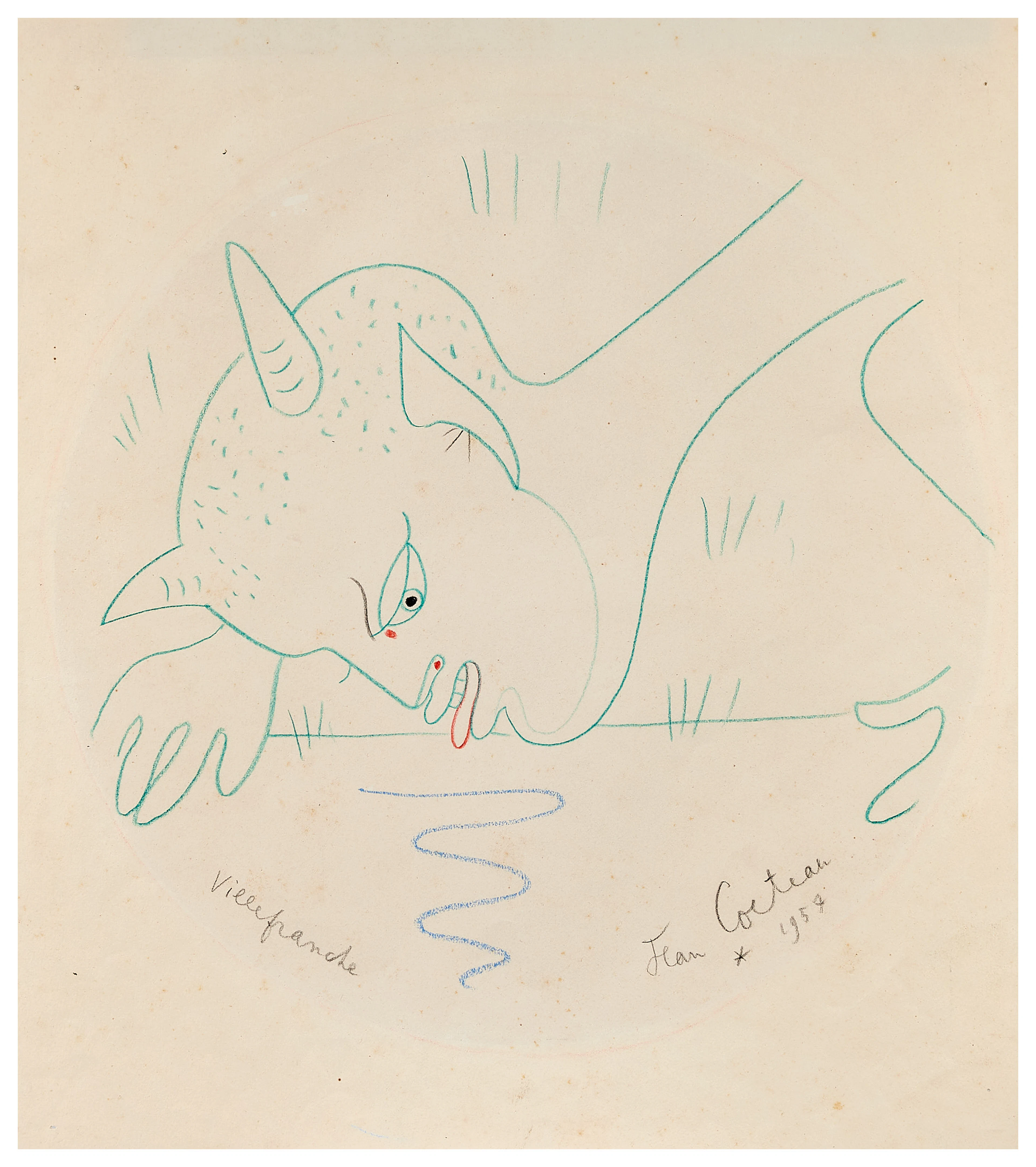 Dessin-maquette pour une céramique intitulée Chèvre-pied buvant – 1957