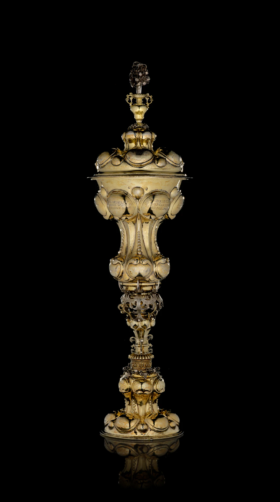 A German large silver-gilt welcome apprentice drapers covered cup