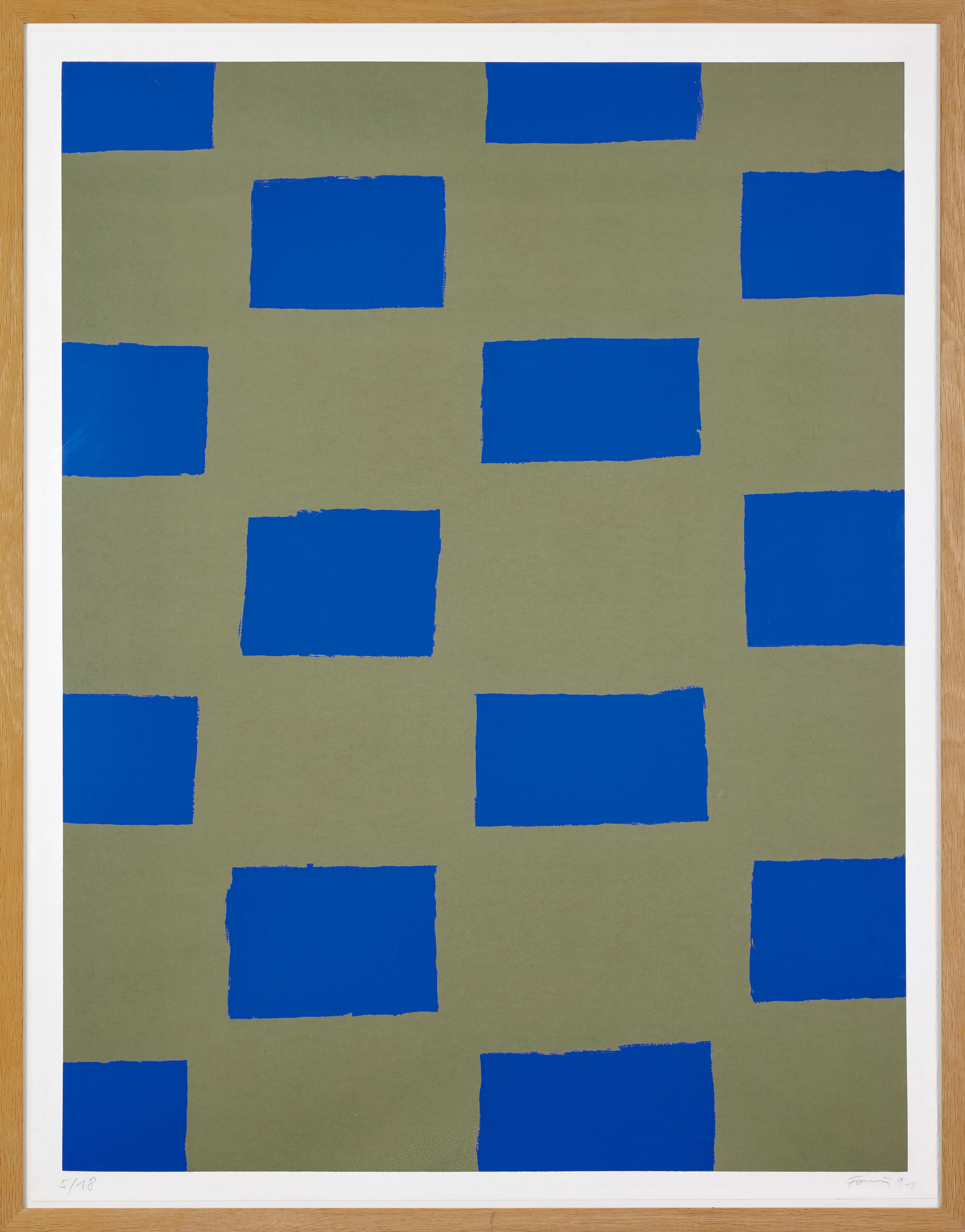 Günther FÖRG 1952-2013 Composition au rectangle bleu - 1991