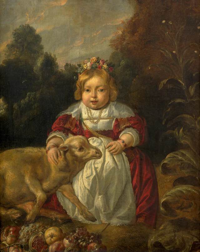 Jacob JORDAENS Anvers, 1593-1678 Fillette à l’agneau
