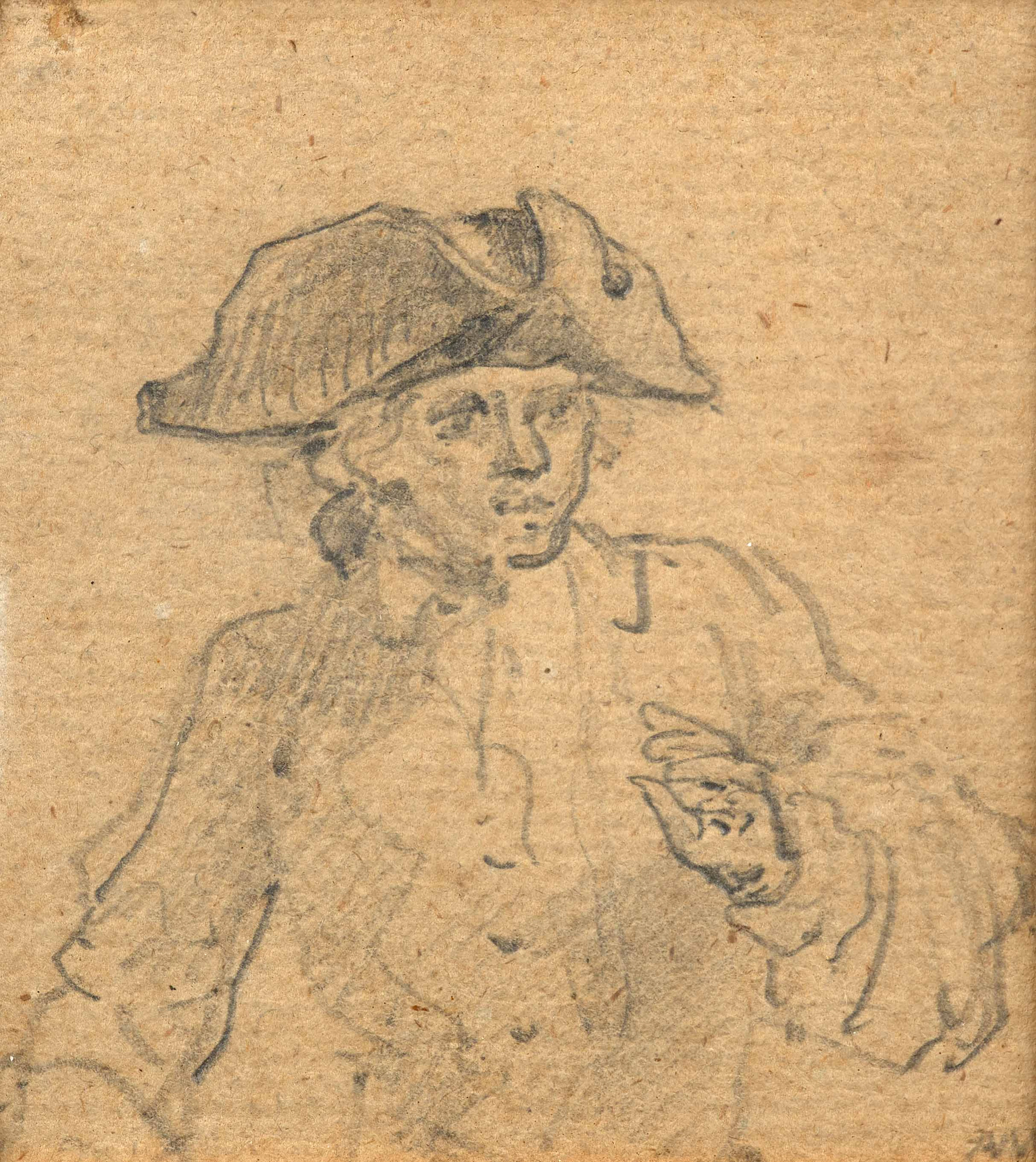 Ecole française du XVIIIe siècle Personnage au bicorne
