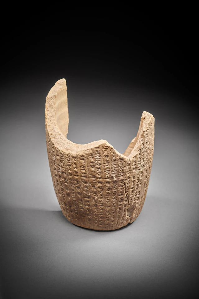 A Neo-Babylonian clay cuneiform foundation cylinder