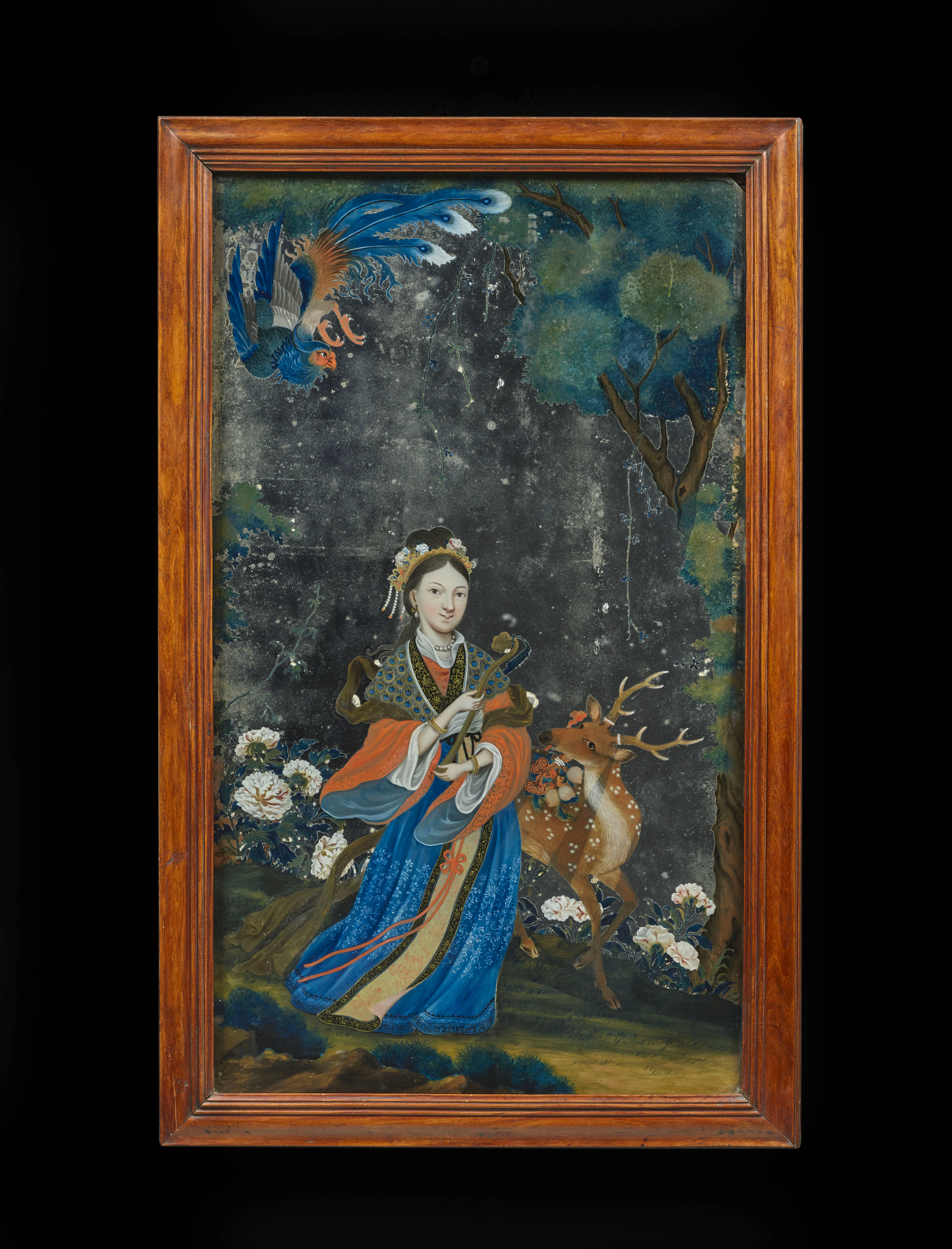 MIROIR FIXÉ SOUS VERRE, CHINE, DYNASTIE QING, DEUXIÈME MOITIÉ DU XVIIIe SIÈCLE