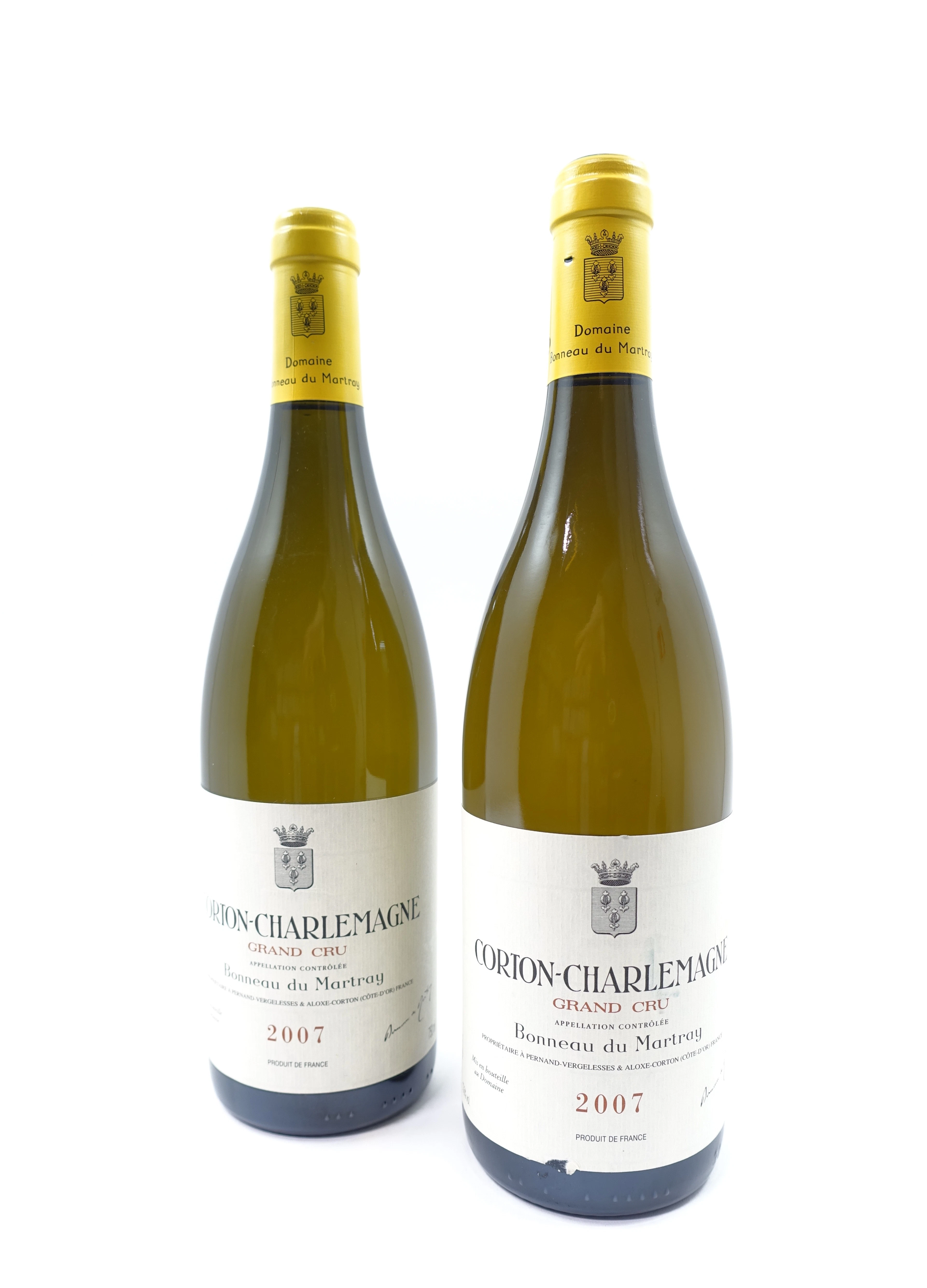 2 bts CORTON CHARLEMAGNE 2007 Grand Cru. Bonneau du Martray