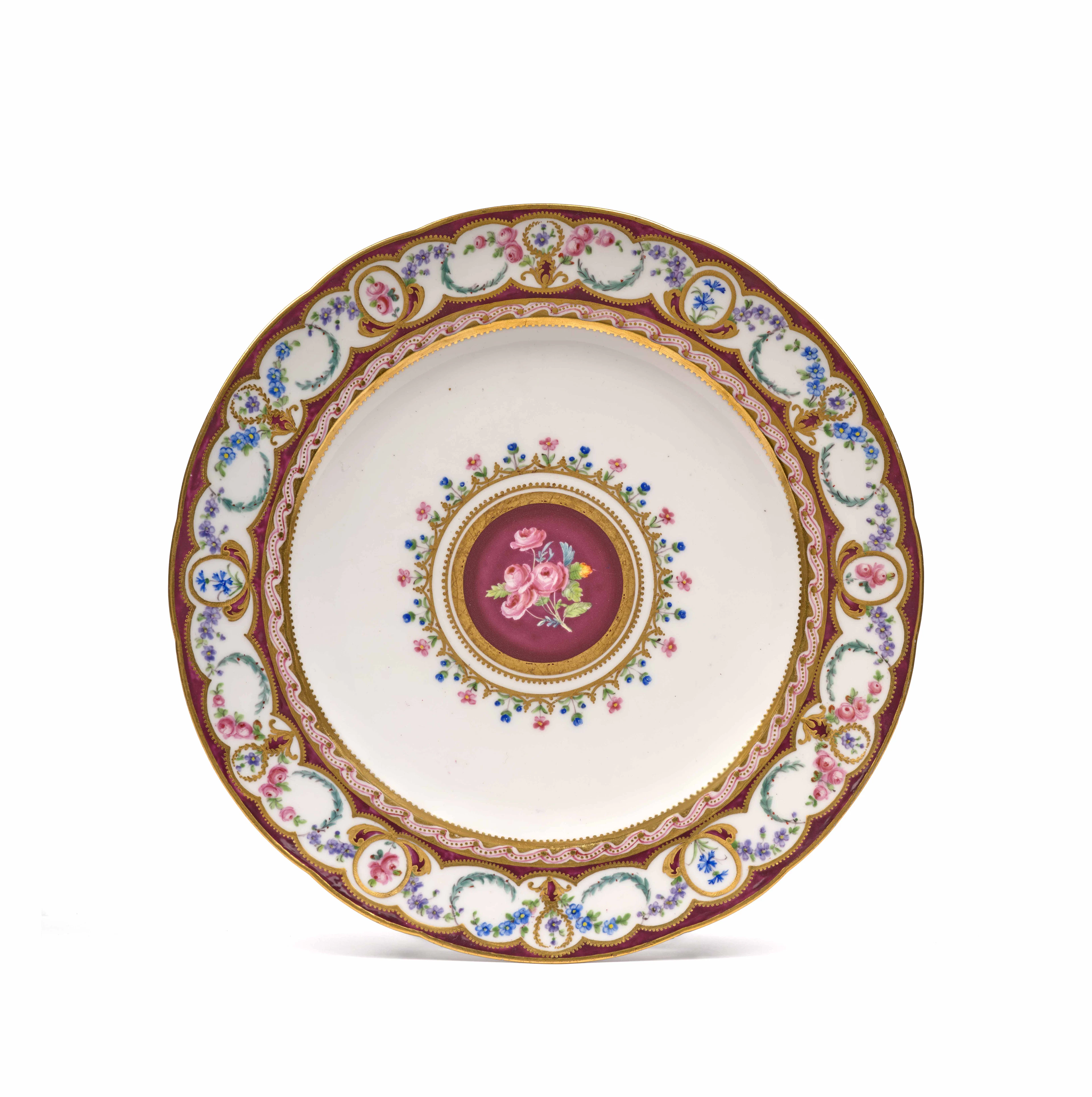 ASSIETTE EN PORCELAINE TENDRE DE SÈVRES DU XVIIIe SIÈCLE, DATÉE 1787