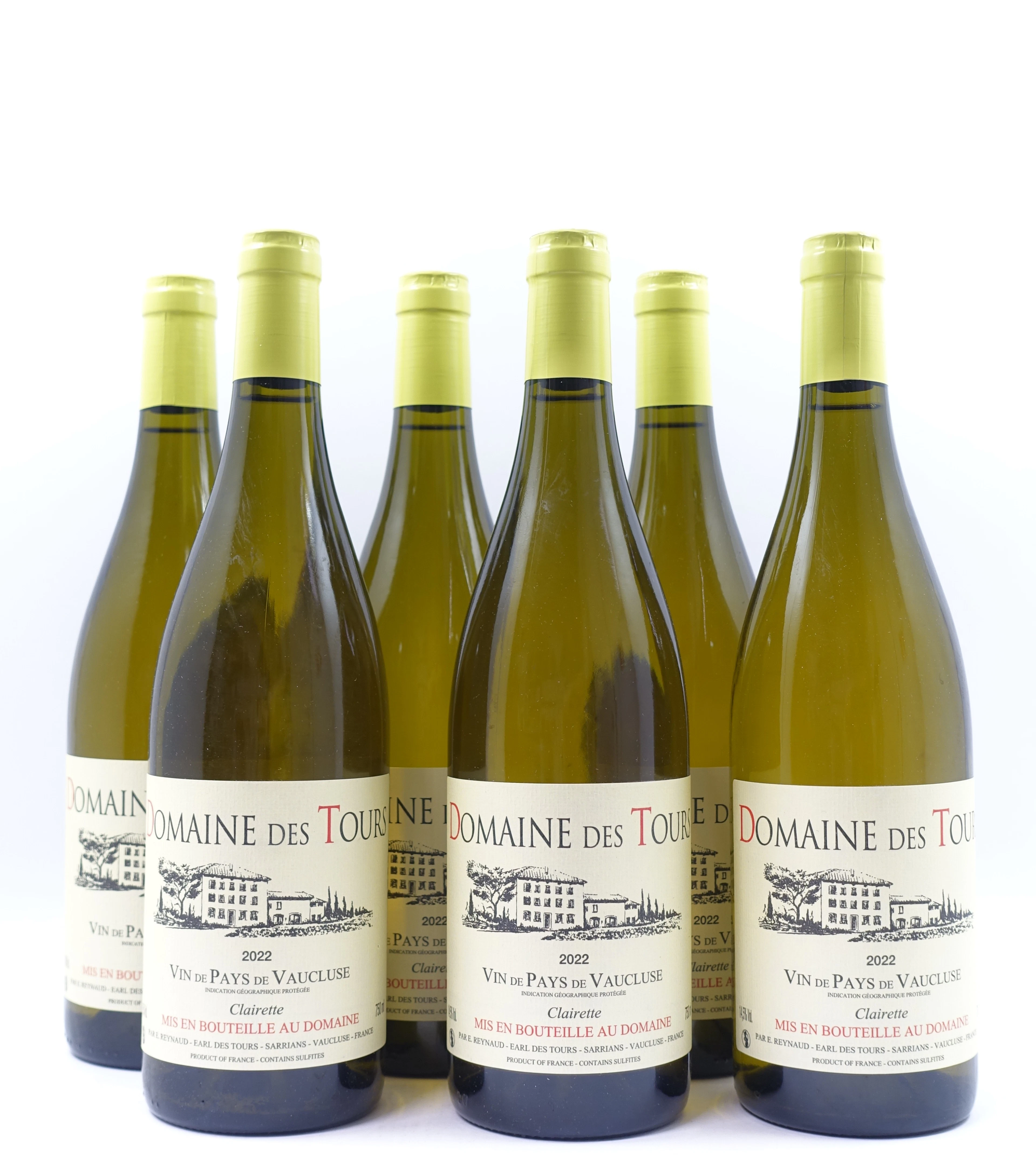 6 bts VDP DU VAUCLUSE 2022 (blanc) Clairette. Domaine des Tours. Emmanuel