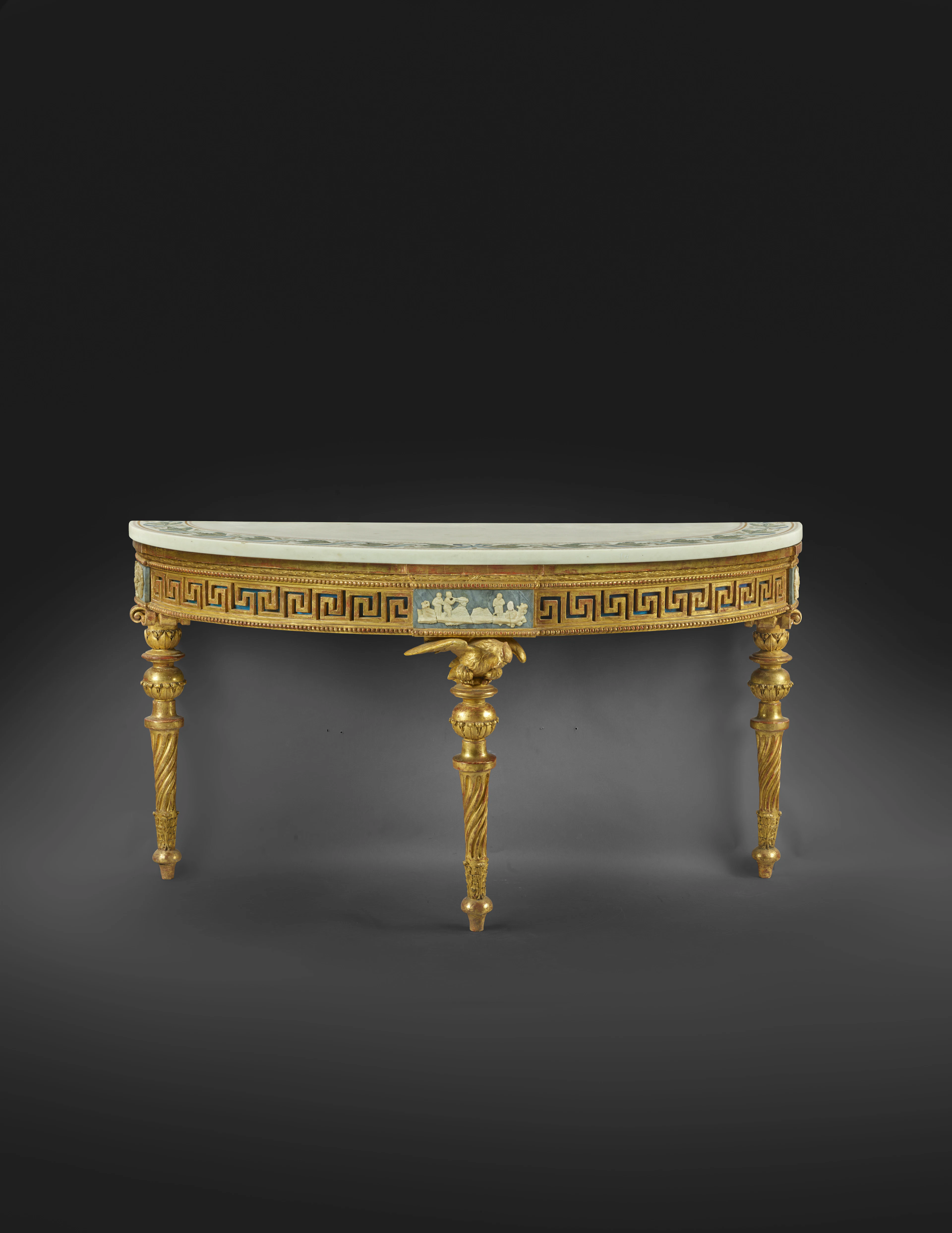 CONSOLE DEMI-LUNE ROMAINE DU DERNIER QUART DU XVIIIe SIÈCLE