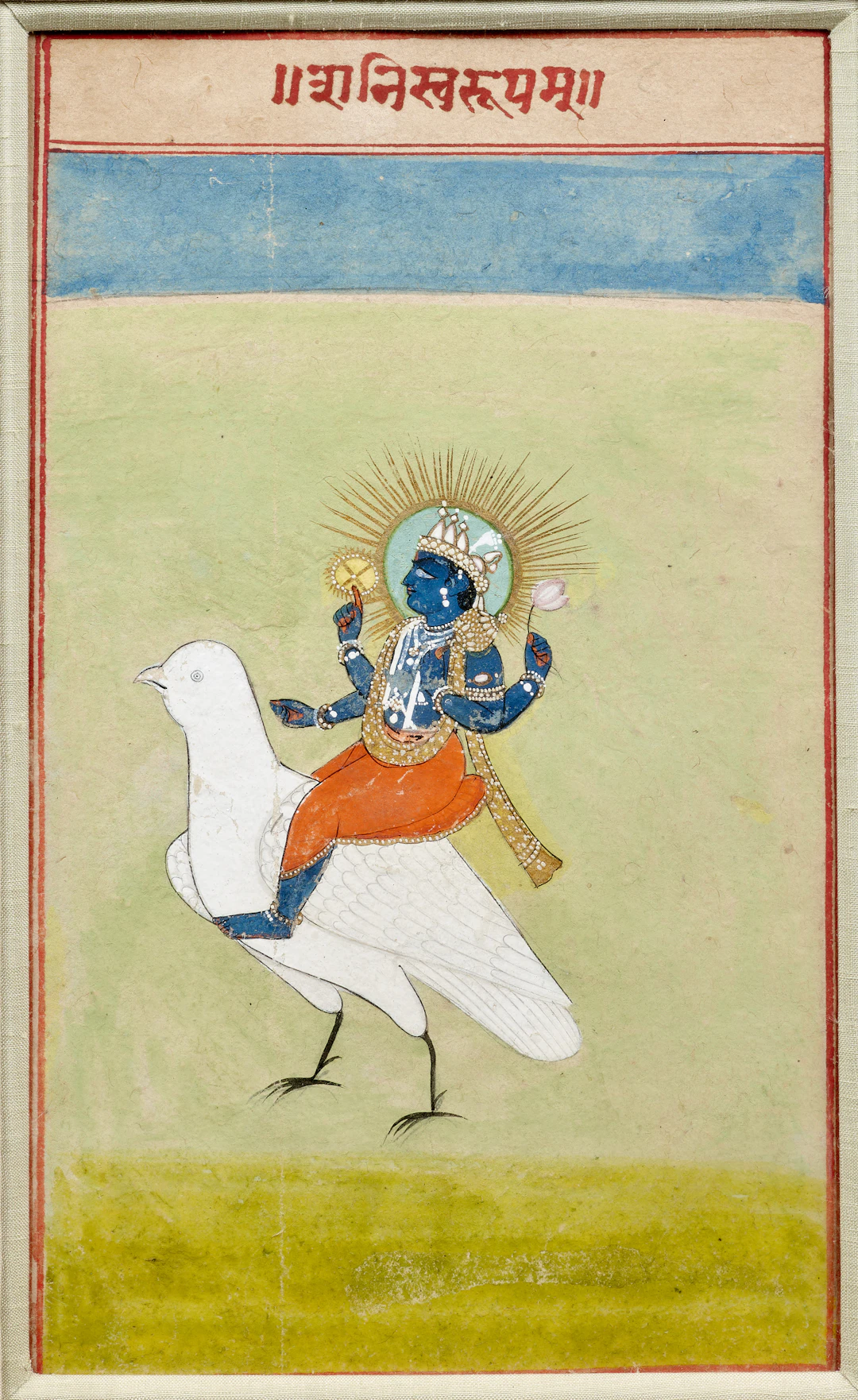 Shani Dev (Saturn) as an adept of Vishnu riding on a white crow