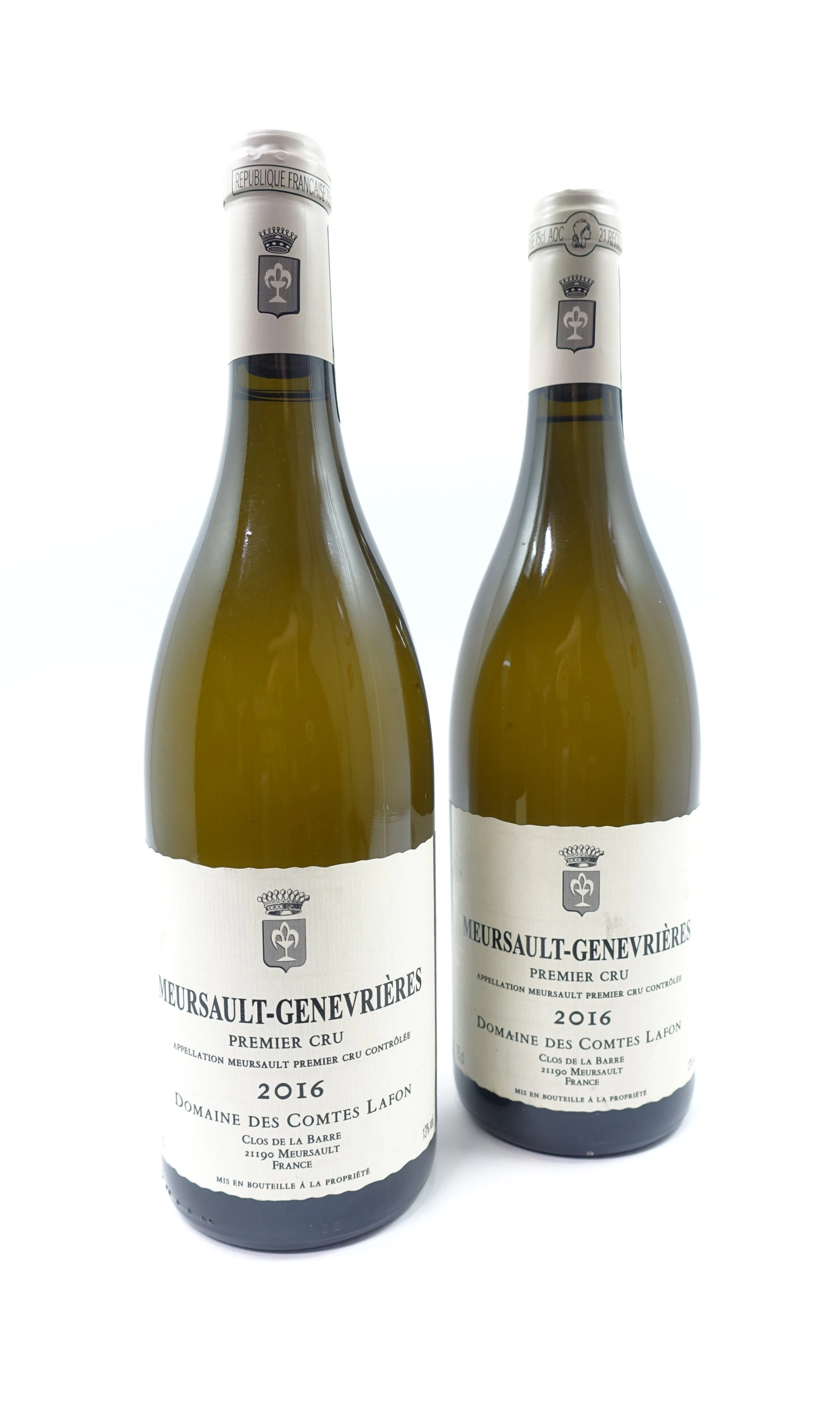 2 bts MEURSAULT 2016 1er Cru Genevrières. Domaine des Comtes Lafon