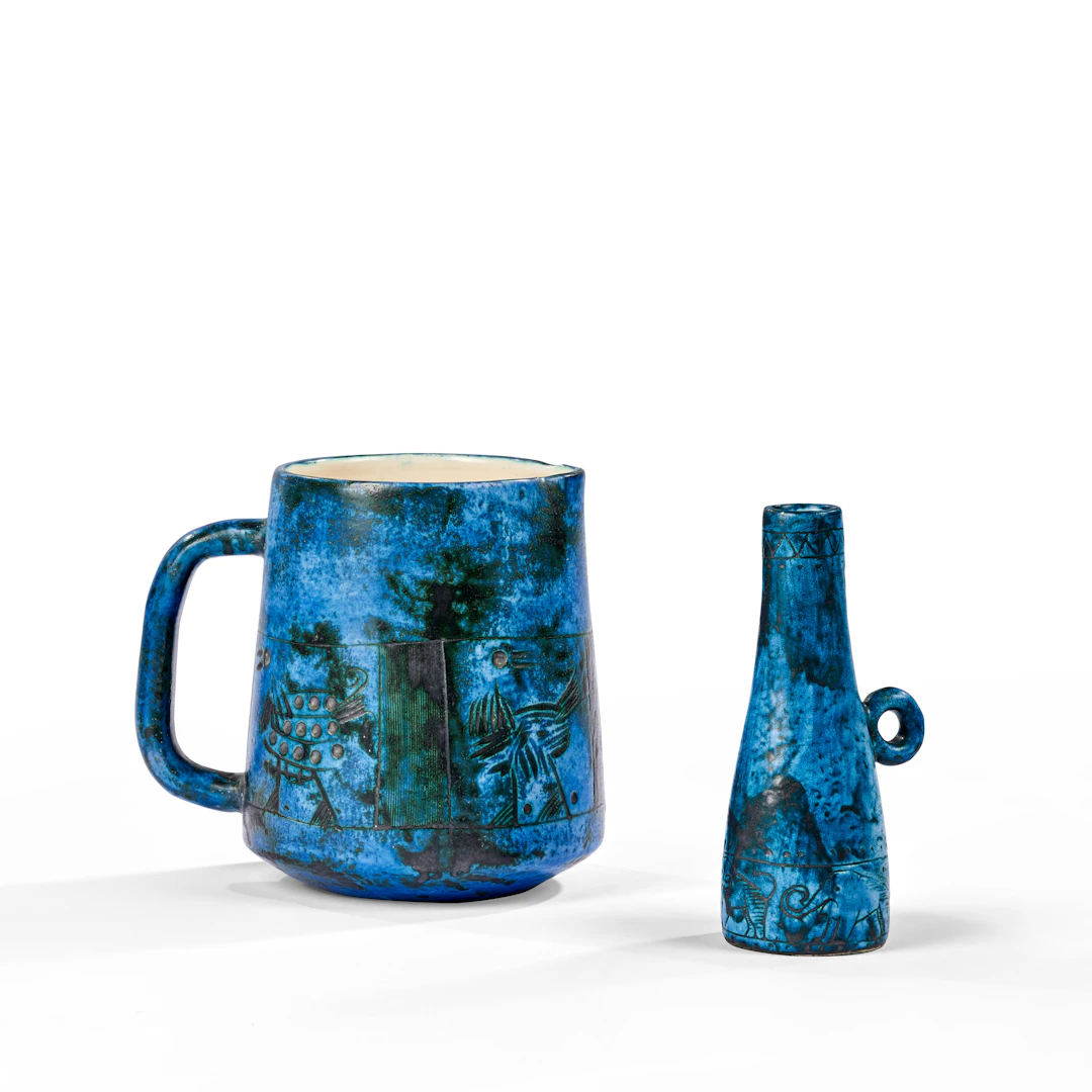 Jacques BLIN 1920 - 1995 1 vase et 1 petite amphore - Circa 1960