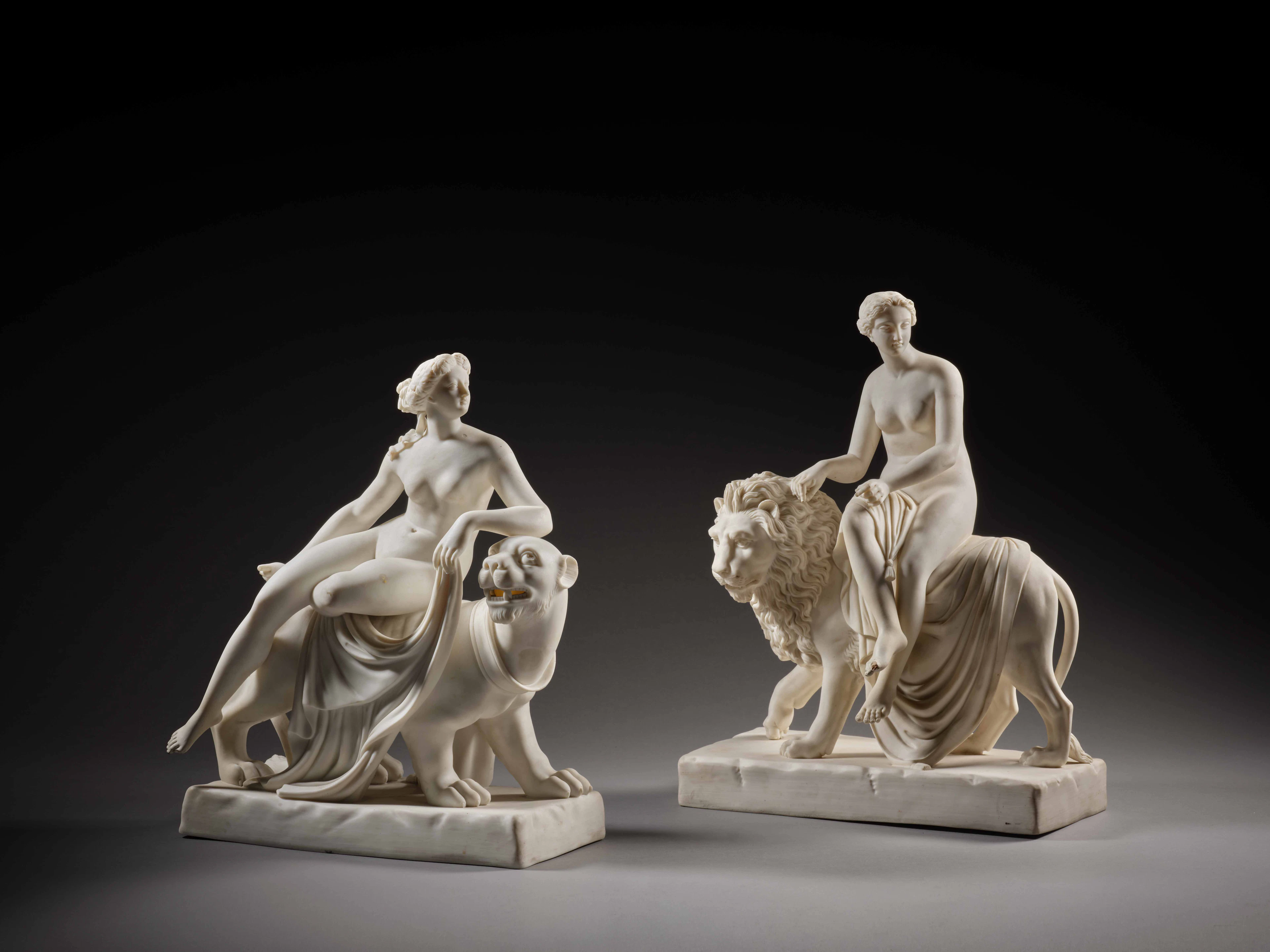 Deux groupes en biscuit de Minton du XIXe siècle