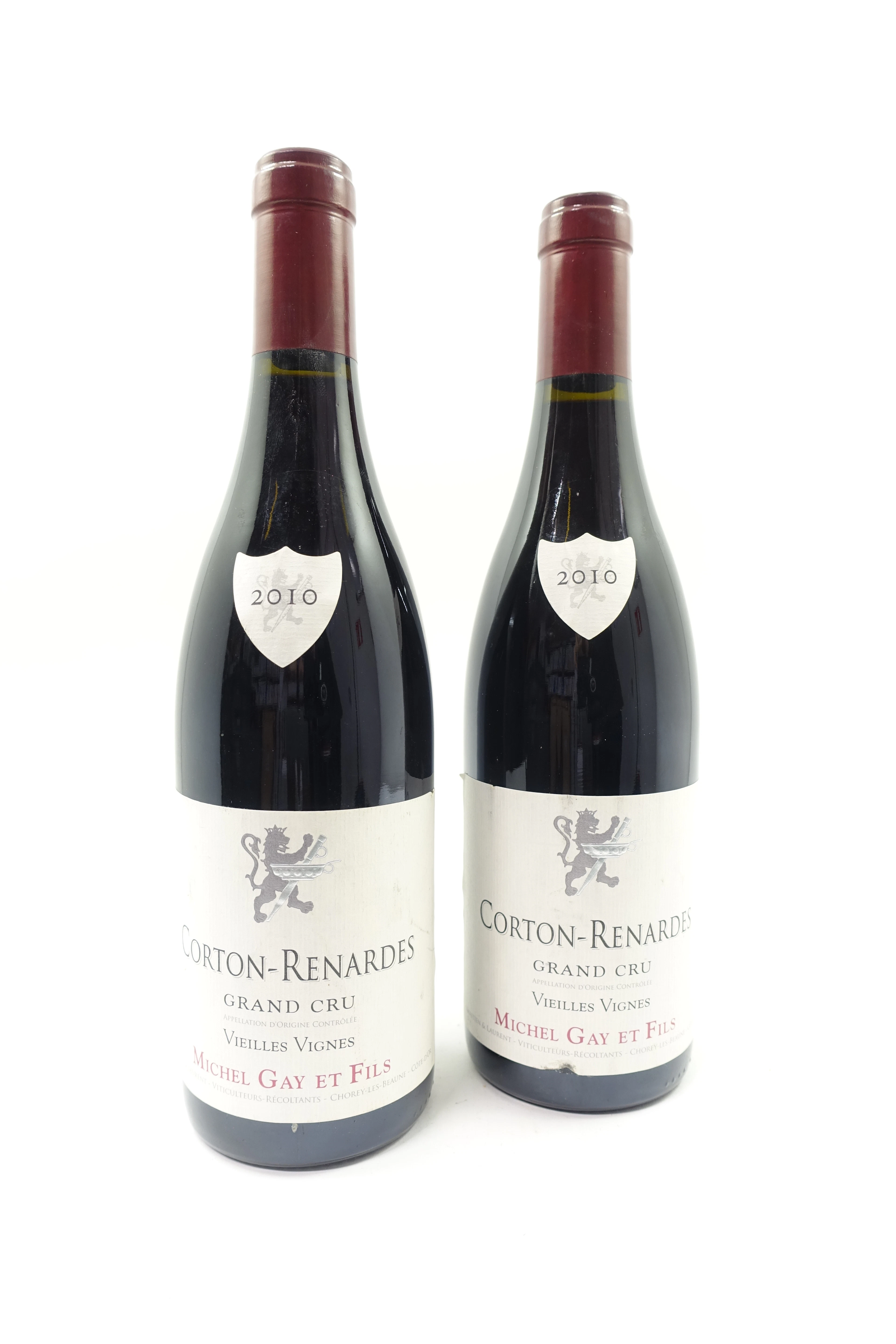 2 bts CORTON LES RENARDES 2010 Grand Cru. Michel Gay & Fils