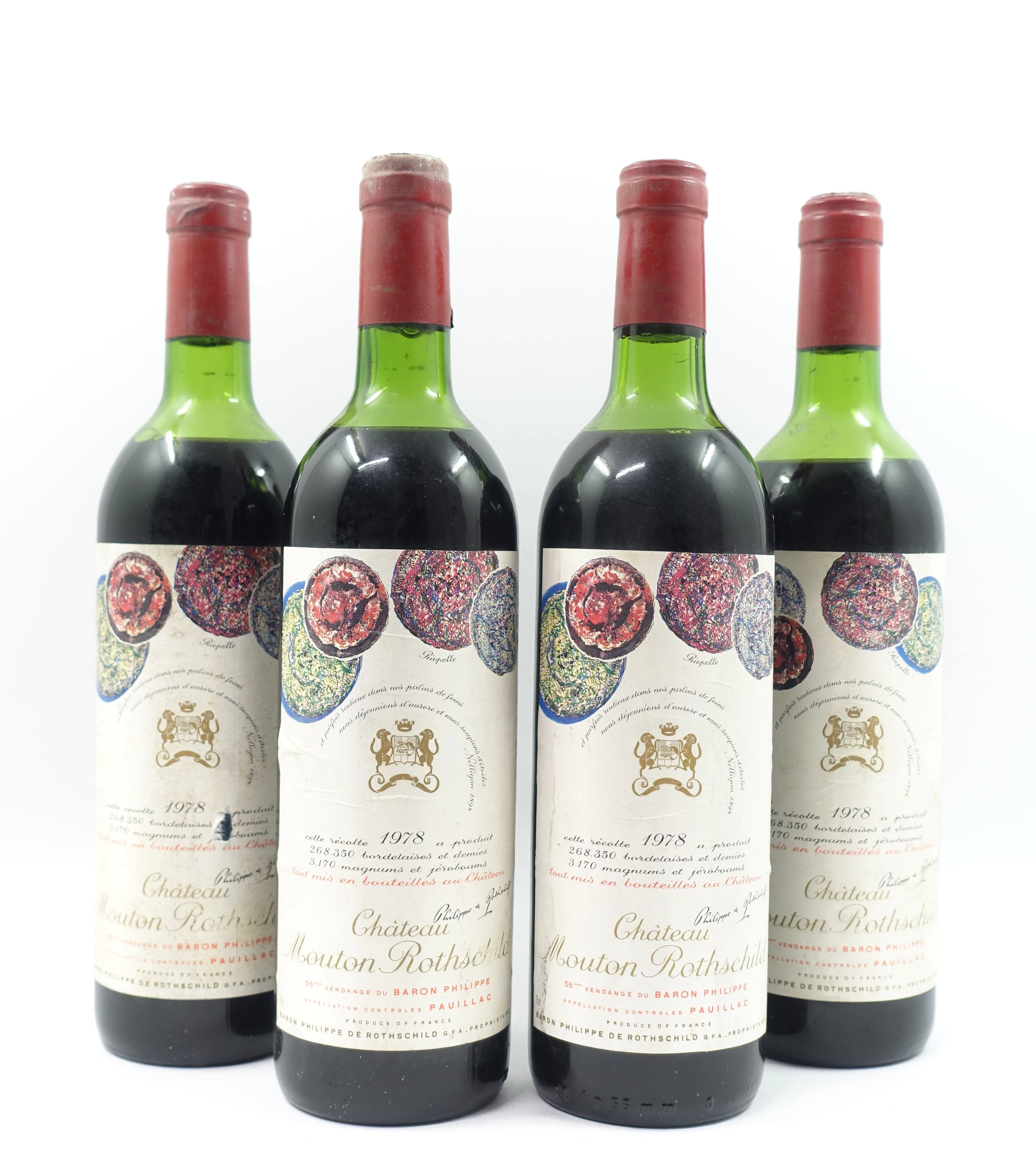 4 bts CH MOUTON ROTHSCHILD 1978 1er GC Pauillac