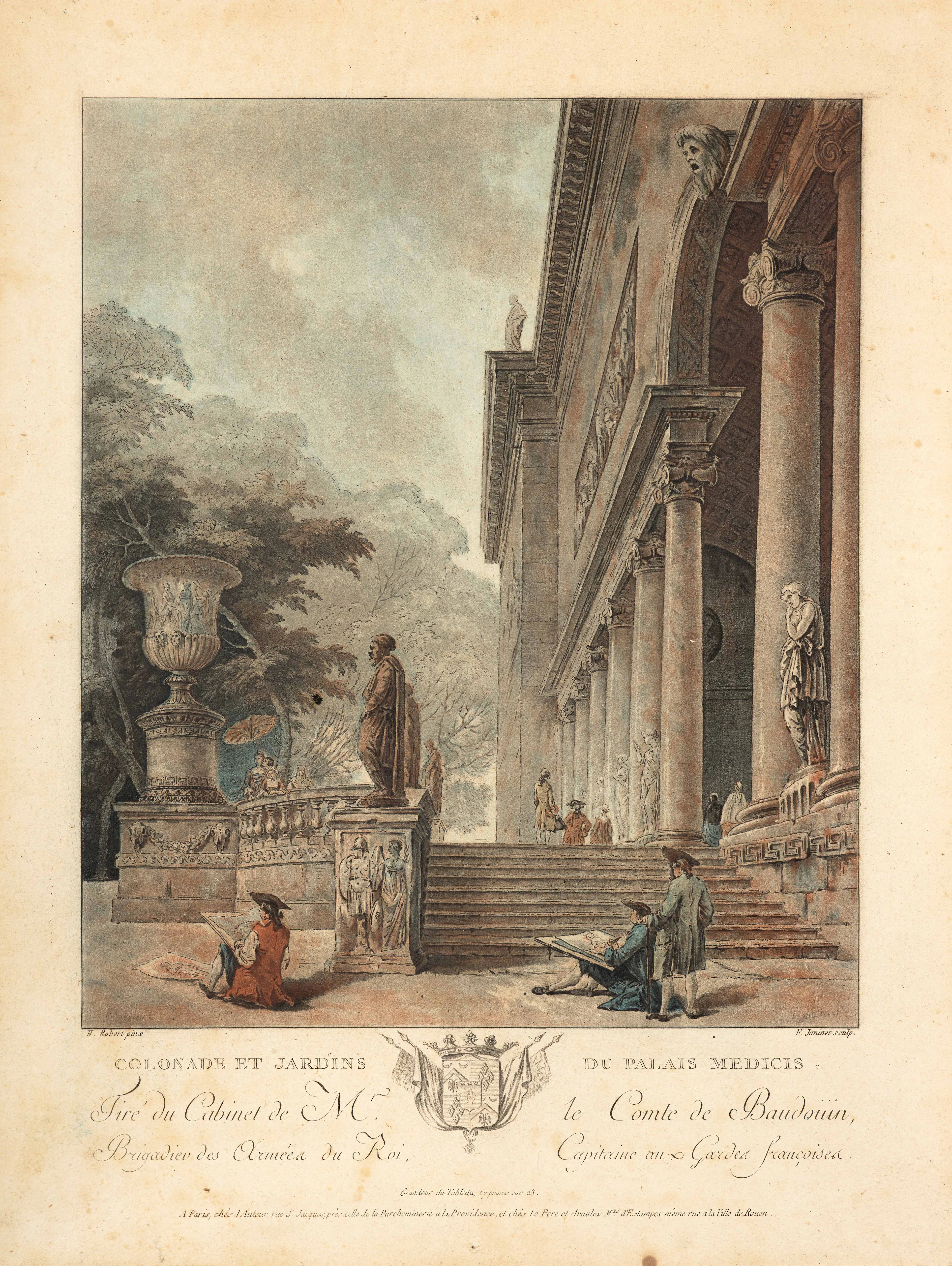 Jean-François JANINET Paris 1752 – 1814 D’après Hubert Robert « Colonnades