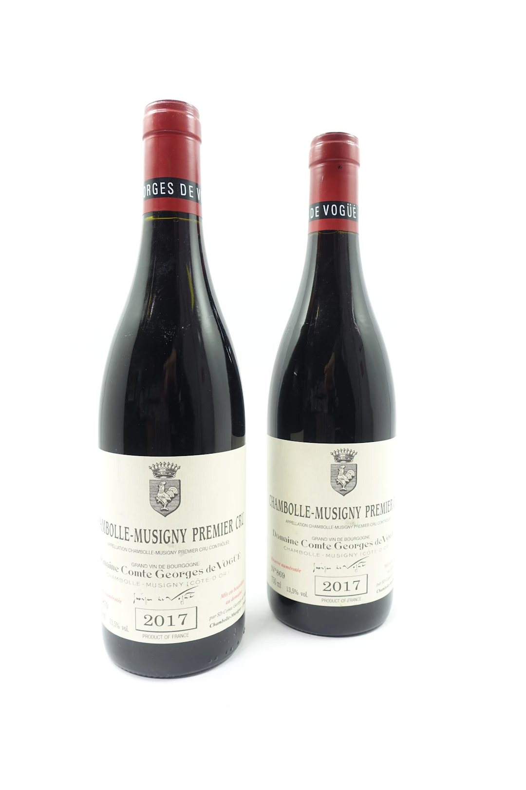 2 bts CHAMBOLLE MUSIGNY 2017 1er cru. Domaine Comte Georges de Vogüé