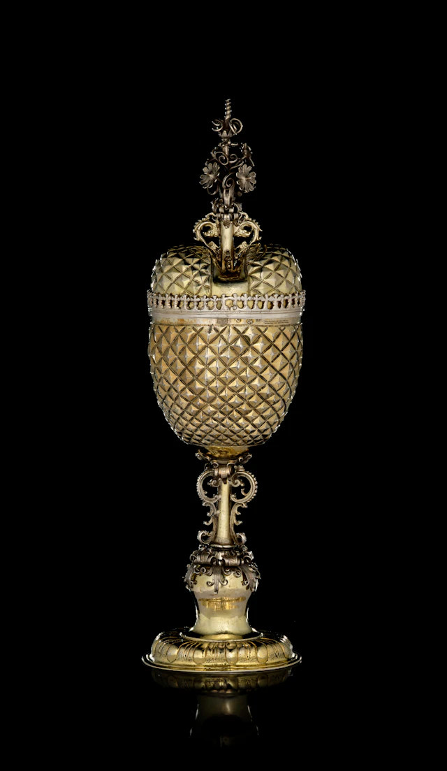 A German heart-shaped parcel-gilt silver covered cup, Georg Müllner